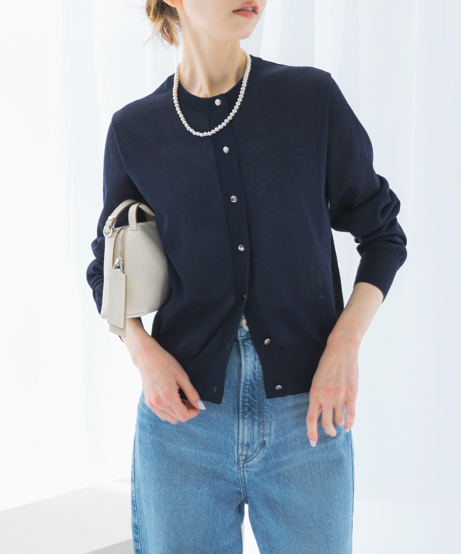 【アーバンリサーチ ロッソ/URBAN RESEARCH ROSSO】のウォッシャブルショートカーディガン インテリア・キッズ・メンズ・レディースファッション・服の通販 founy(ファニー) 　ファッション　Fashion　レディースファッション　WOMEN　トップス・カットソー　Tops/Tshirt　カーディガン　Cardigans　2025年　2025　2025春夏・S/S　Ss,Spring/Summer,2025　カーディガン　Cardigan　シアー　Sheer　メタル　Metal　夏　Summer　S/S・春夏　Ss・Spring/Summer　D/NAVY|ID: prp329100004534773 ipo3291000000032047780