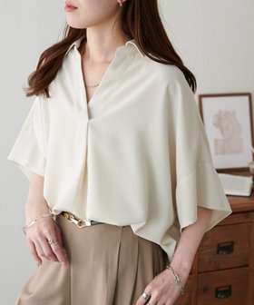 【ディスコート/Discoat】の【WEB限定】抜き衿スキッパーブラウス 人気、トレンドファッション・服の通販 founy(ファニー) ファッション Fashion レディースファッション WOMEN トップス・カットソー Tops/Tshirt シャツ/ブラウス Shirts/Blouses スキッパー Skipper |ID:prp329100004534782