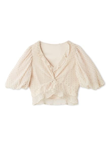 【スナイデル/SNIDEL】のジャガードパフスリクロップドブラウス インテリア・キッズ・メンズ・レディースファッション・服の通販 founy(ファニー) 　ファッション　Fashion　レディースファッション　WOMEN　トップス・カットソー　Tops/Tshirt　シャツ/ブラウス　Shirts/Blouses　ウェーブ　Wave　クロップド　Cropped　スリーブ　Sleeve　セットアップ　Set Up　チュール　Tulle　ツイスト　Twist　デコルテ　Decolletage　デニム　Denim　トレンド　Trend　人気　Popularity　フリル　Frills　フロント　Front　ボトム　Bottom　ロマンティック　Romantic　おすすめ　Recommend　エレガント 上品　Elegant　LPNK[061]|ID: prp329100004534788 ipo3291000000032047844