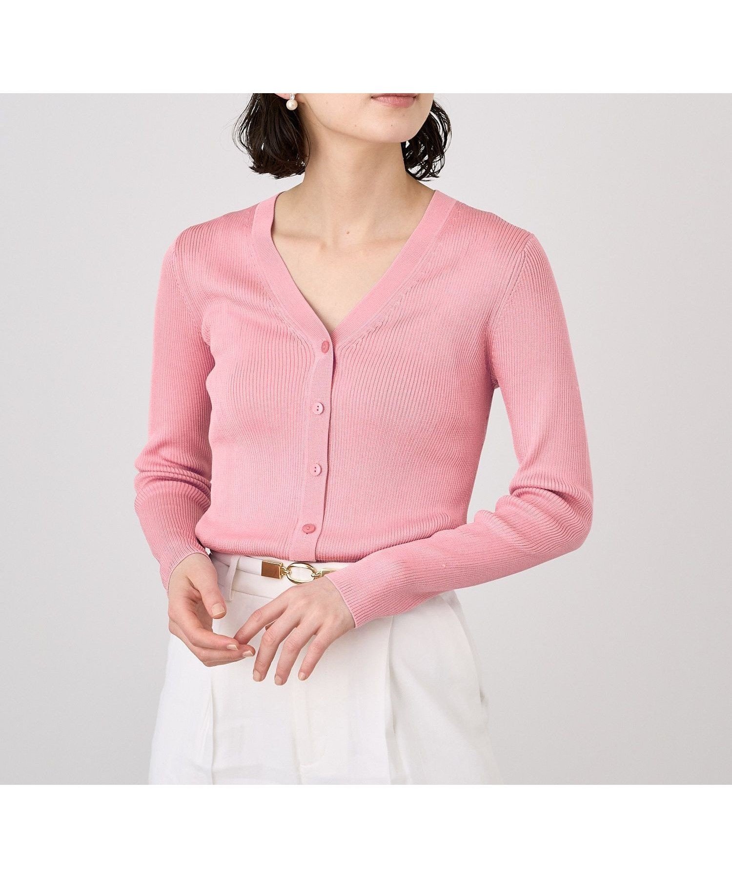 【アナイ/ANAYI】のアセテートポリエステルVネック カーディガン インテリア・キッズ・メンズ・レディースファッション・服の通販 founy(ファニー) 　ファッション　Fashion　レディースファッション　WOMEN　トップス・カットソー　Tops/Tshirt　カーディガン　Cardigans　Vネック　V-Neck　カーディガン　Cardigan　ノースリーブ　No Sleeve　フィット　Fit　ミラノリブ　Milan Ribs　定番　Standard　羽織　Haori　pink|ID: prp329100004534797 ipo3291000000032047886