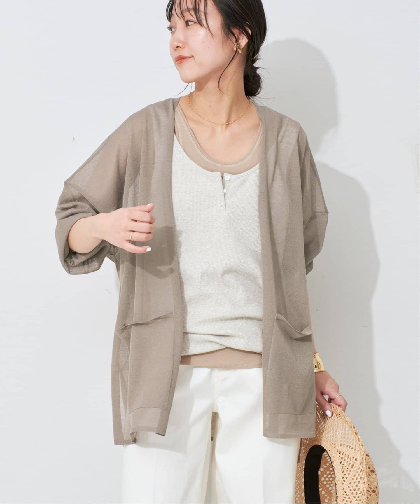 【スローブ イエナ/SLOBE IENA】のシアーカーディガン インテリア・キッズ・メンズ・レディースファッション・服の通販 founy(ファニー) 　ファッション　Fashion　レディースファッション　WOMEN　トップス・カットソー　Tops/Tshirt　カーディガン　Cardigans　2025年　2025　2025春夏・S/S　Ss,Spring/Summer,2025　おすすめ　Recommend　カーディガン　Cardigan　シンプル　Simple　デニム　Denim　リネン　Linen　リラックス　Relax　夏　Summer　羽織　Haori　ベージュ|ID: prp329100004534813 ipo3291000000032047951