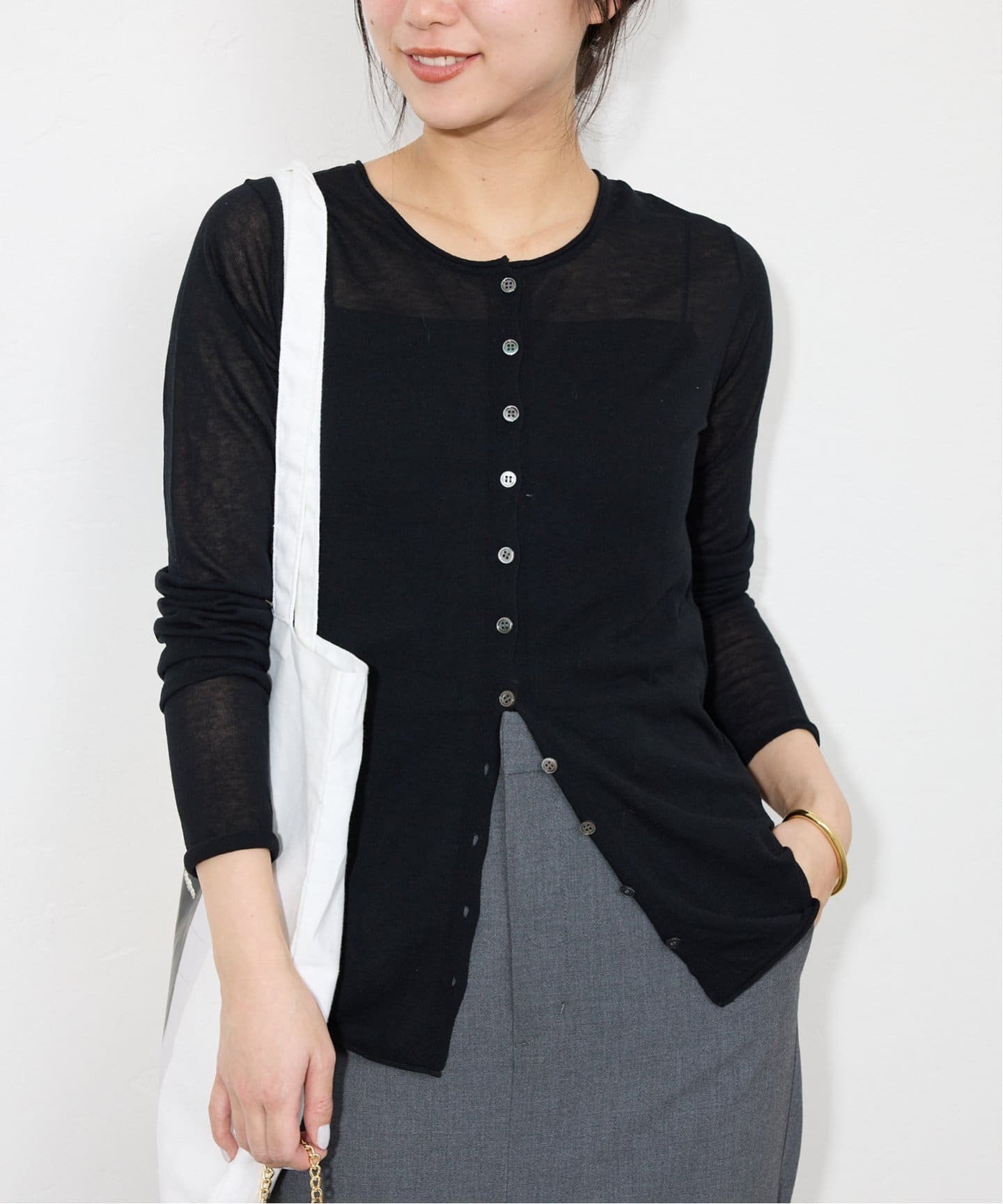 【スローブ イエナ/SLOBE IENA】のコットンシルク2wayカーディガン インテリア・キッズ・メンズ・レディースファッション・服の通販 founy(ファニー) 　ファッション　Fashion　レディースファッション　WOMEN　トップス・カットソー　Tops/Tshirt　カーディガン　Cardigans　2025年　2025　2025春夏・S/S　Ss,Spring/Summer,2025　おすすめ　Recommend　カーディガン　Cardigan　シアー　Sheer　シルク　Silk　スラックス　Slacks　デニム　Denim　定番　Standard　ブラック|ID: prp329100004534815 ipo3291000000032047958