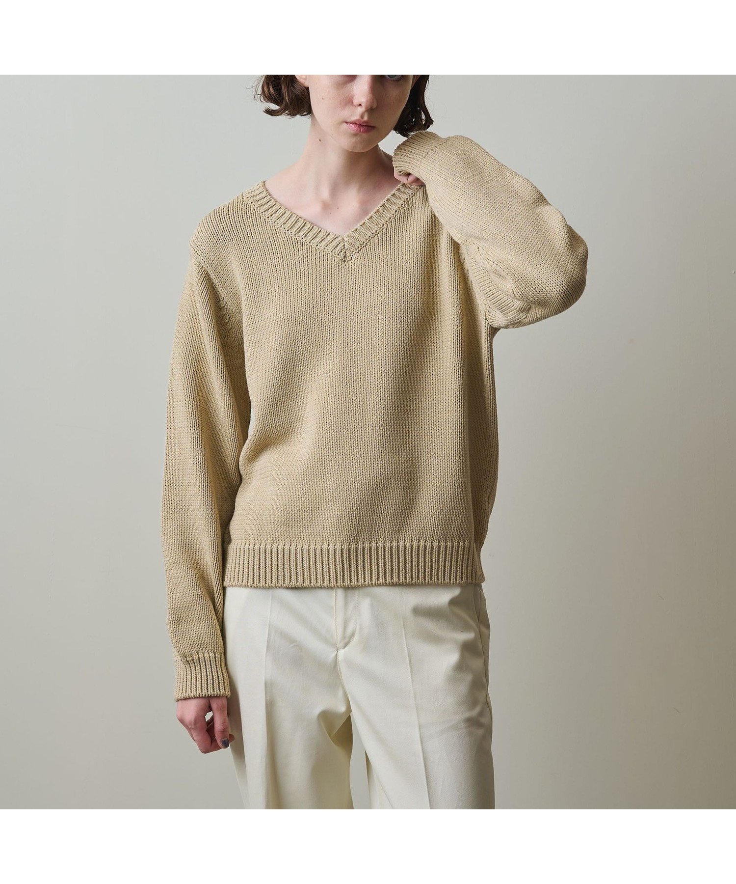 【ビューティ&ユース ユナイテッドアローズ/BEAUTY&YOUTH / UNITED ARROWS】のSteven Alan Vネックニット インテリア・キッズ・メンズ・レディースファッション・服の通販 founy(ファニー) 　ファッション　Fashion　レディースファッション　WOMEN　トップス・カットソー　Tops/Tshirt　ニット　Knit Tops　Vネック　V-Neck　インナー　Inner　ショルダー　Shoulder　ドロップ　Drop　BEIGE|ID: prp329100004534840 ipo3291000000032048078