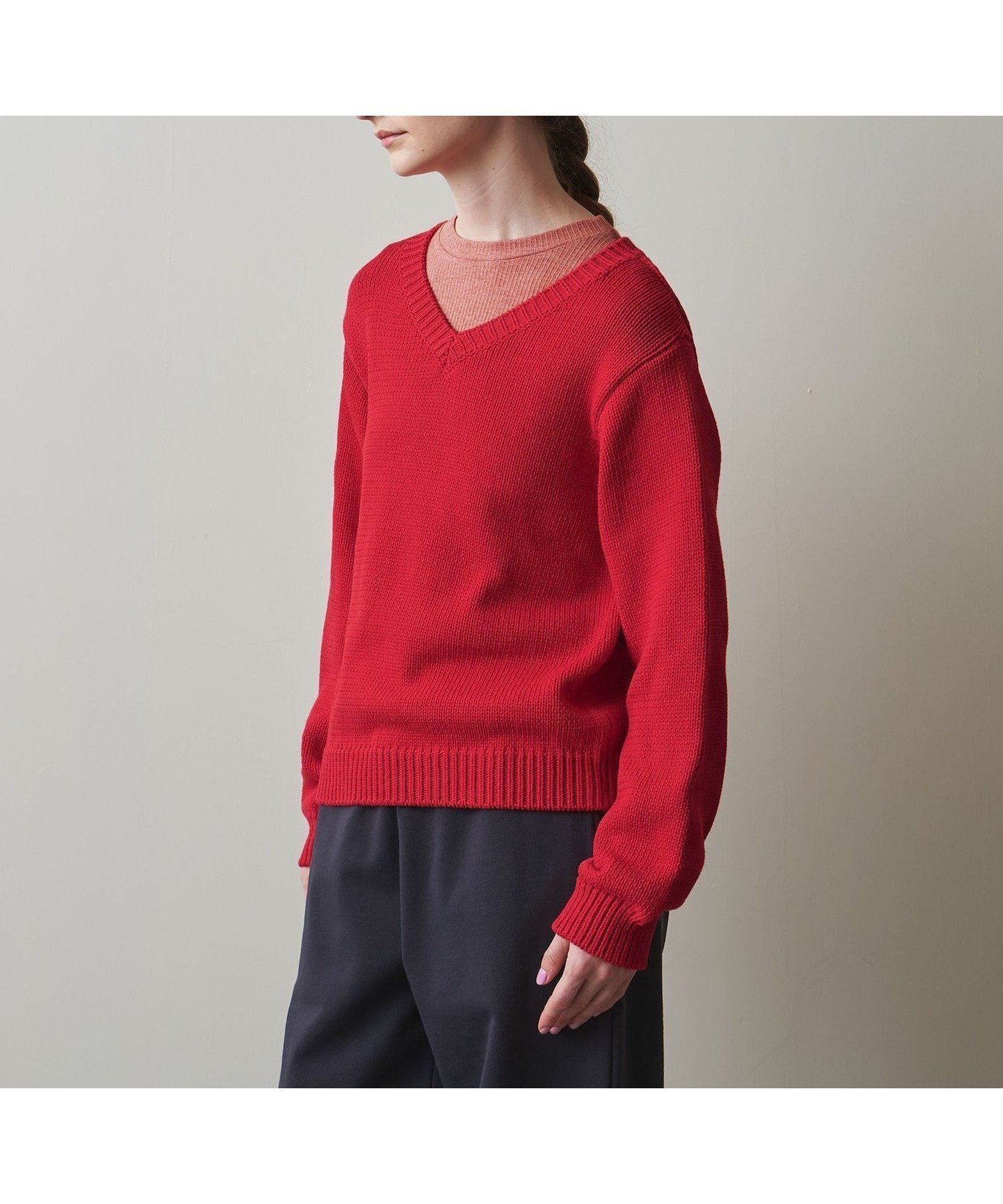 【ビューティ&ユース ユナイテッドアローズ/BEAUTY&YOUTH / UNITED ARROWS】のSteven Alan Vネックニット インテリア・キッズ・メンズ・レディースファッション・服の通販 founy(ファニー) 　ファッション　Fashion　レディースファッション　WOMEN　トップス・カットソー　Tops/Tshirt　ニット　Knit Tops　Vネック　V-Neck　インナー　Inner　ショルダー　Shoulder　ドロップ　Drop　RED|ID: prp329100004534840 ipo3291000000032048079