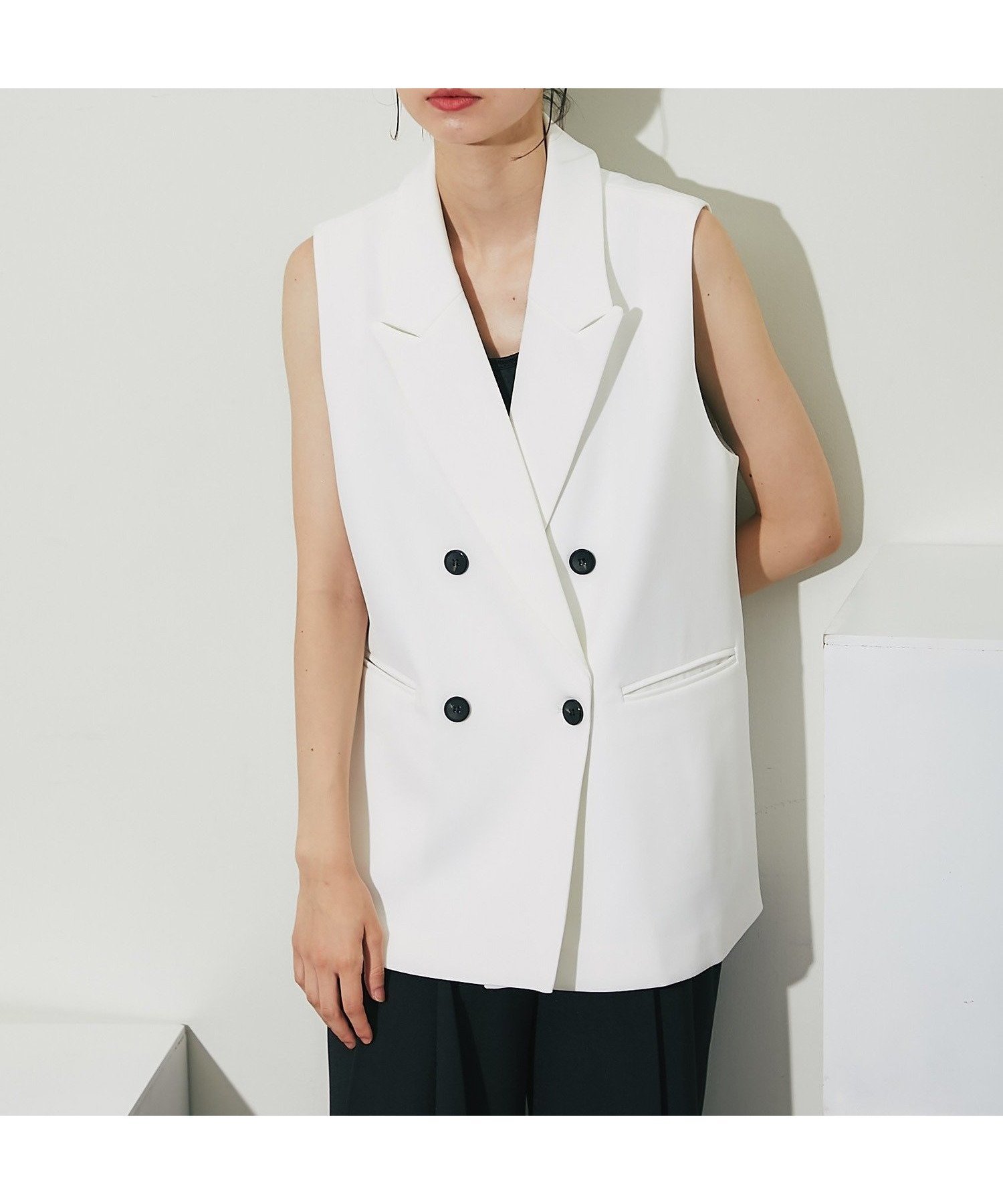 【スマイルオーキッド/SMILE ORCHID】のダブルボタン付きジレ 人気、トレンドファッション・服の通販 founy(ファニー) 　ファッション　Fashion　レディースファッション　WOMEN　アウター　Coat Outerwear　トップス・カットソー　Tops/Tshirt　ベスト/ジレ　Gilets/Vests　ダブル　Double　フォーマル　Formal　ポケット　Pocket　 other-1|ID: prp329100004534864 ipo3291000000032048176