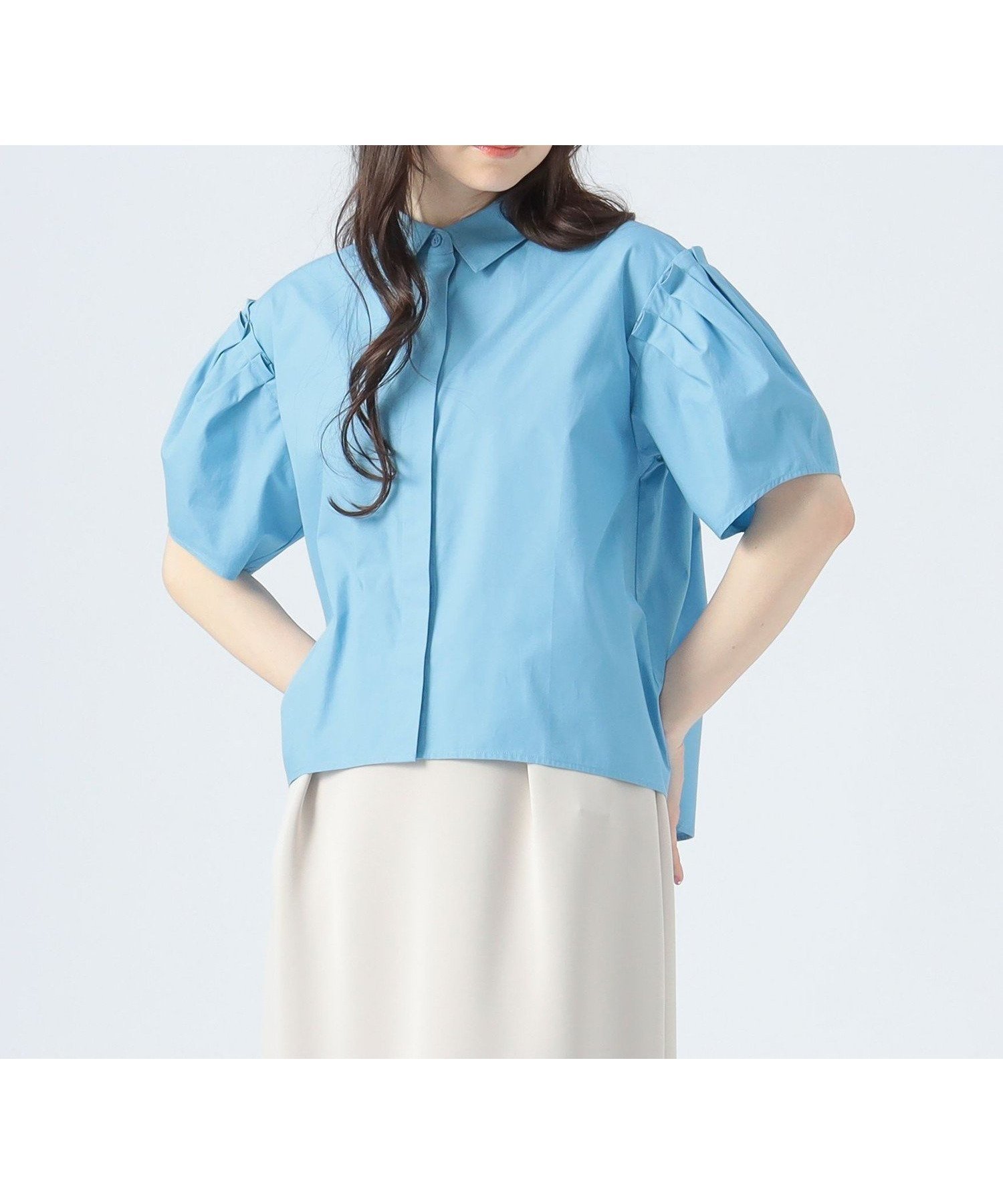 【ビームス ハート/BEAMS HEART】の【洗濯機洗い可】肩タック ビッグ シャツ 25SS 半袖 インテリア・キッズ・メンズ・レディースファッション・服の通販 founy(ファニー) 　ファッション　Fashion　レディースファッション　WOMEN　トップス・カットソー　Tops/Tshirt　シャツ/ブラウス　Shirts/Blouses　シンプル　Simple　スラックス　Slacks　タンク　Tank　デニム　Denim　バランス　Balance　ビッグ　Big　フェミニン　Feminine　ブロード　Broad　半袖　Short Sleeve　リラックス　Relax　ロング　Long　エレガント 上品　Elegant　2025年　2025　2025春夏・S/S　Ss,Spring/Summer,2025　SAX|ID: prp329100004534868 ipo3291000000032048191