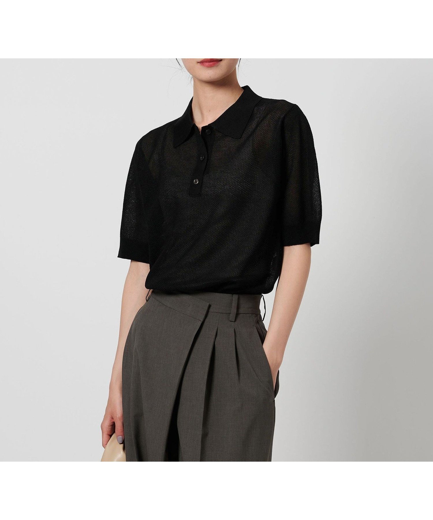 【ビューティ&ユース ユナイテッドアローズ/BEAUTY&YOUTH / UNITED ARROWS】のメッシュ ポロニット -ウォッシャブル- インテリア・キッズ・メンズ・レディースファッション・服の通販 founy(ファニー) 　ファッション　Fashion　レディースファッション　Ladies' Fashion Online　トップス・カットソー　Tops/Tshirt　ニット　Knit Tops　おすすめ　Recommend　ウォッシャブル　Washable　コンパクト　Compact　サマー　Summer　シアー　Sheer　トレンド　Trend　プリント　Print　メッシュ　Mesh　BLACK|ID: prp329100004534870 ipo3291000000032604568