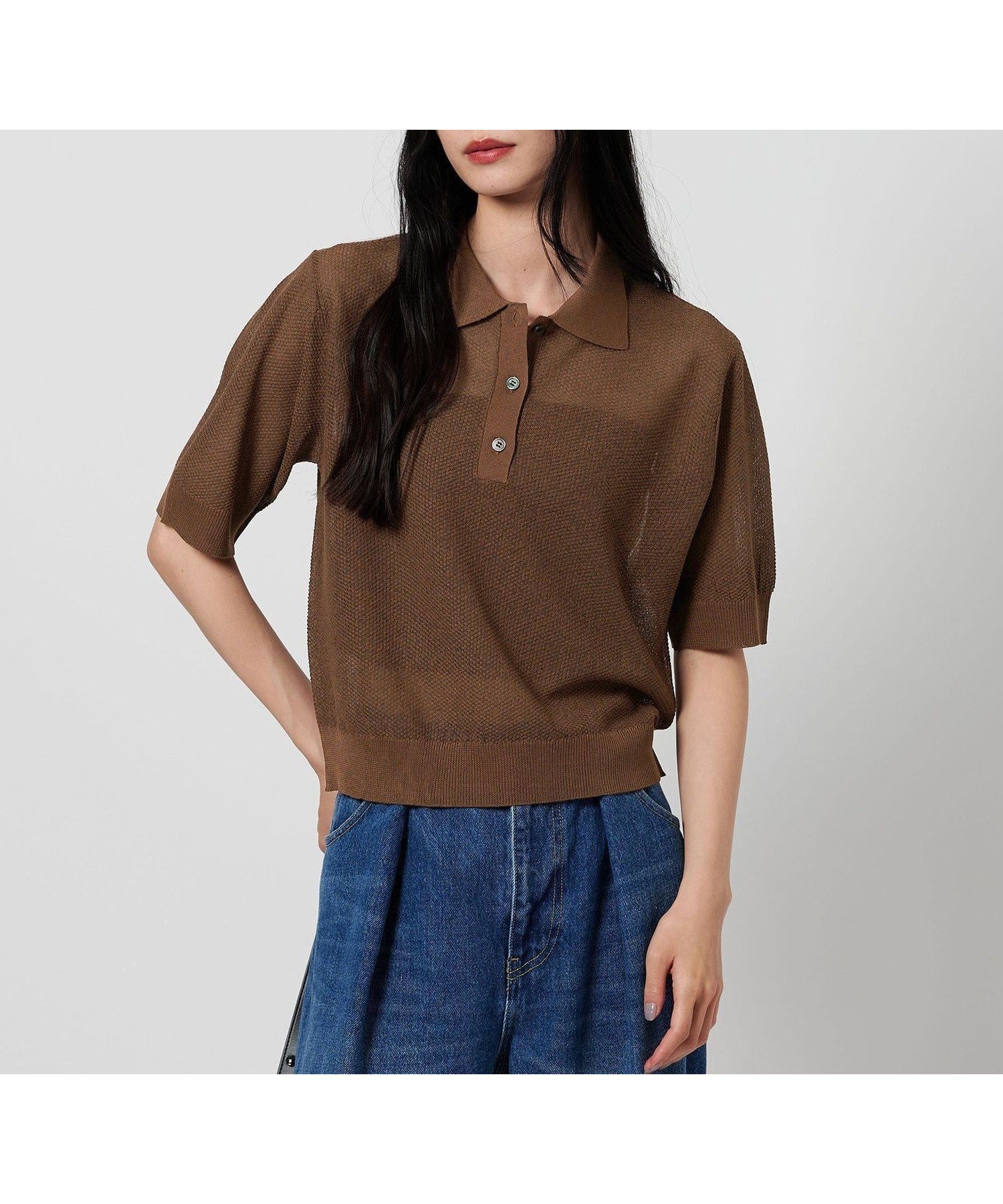 【ビューティ&ユース ユナイテッドアローズ/BEAUTY&YOUTH / UNITED ARROWS】のメッシュ ポロニット -ウォッシャブル- インテリア・キッズ・メンズ・レディースファッション・服の通販 founy(ファニー) 　ファッション　Fashion　レディースファッション　Ladies' Fashion Online　トップス・カットソー　Tops/Tshirt　ニット　Knit Tops　おすすめ　Recommend　ウォッシャブル　Washable　コンパクト　Compact　サマー　Summer　シアー　Sheer　トレンド　Trend　プリント　Print　メッシュ　Mesh　MD.BROWN|ID: prp329100004534870 ipo3291000000032604569