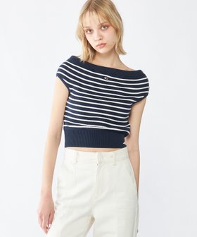 【トミーヒルフィガー/TOMMY HILFIGER】のオフショルダーストライプセーター 人気、トレンドファッション・服の通販 founy(ファニー) ファッション Fashion レディースファッション WOMEN アメリカン American クラシック Classic クロップド Cropped コンパクト Compact ゴルフ Golf デニム Denim フロント Front モダン Modern 人気 Popularity |ID:prp329100004534880
