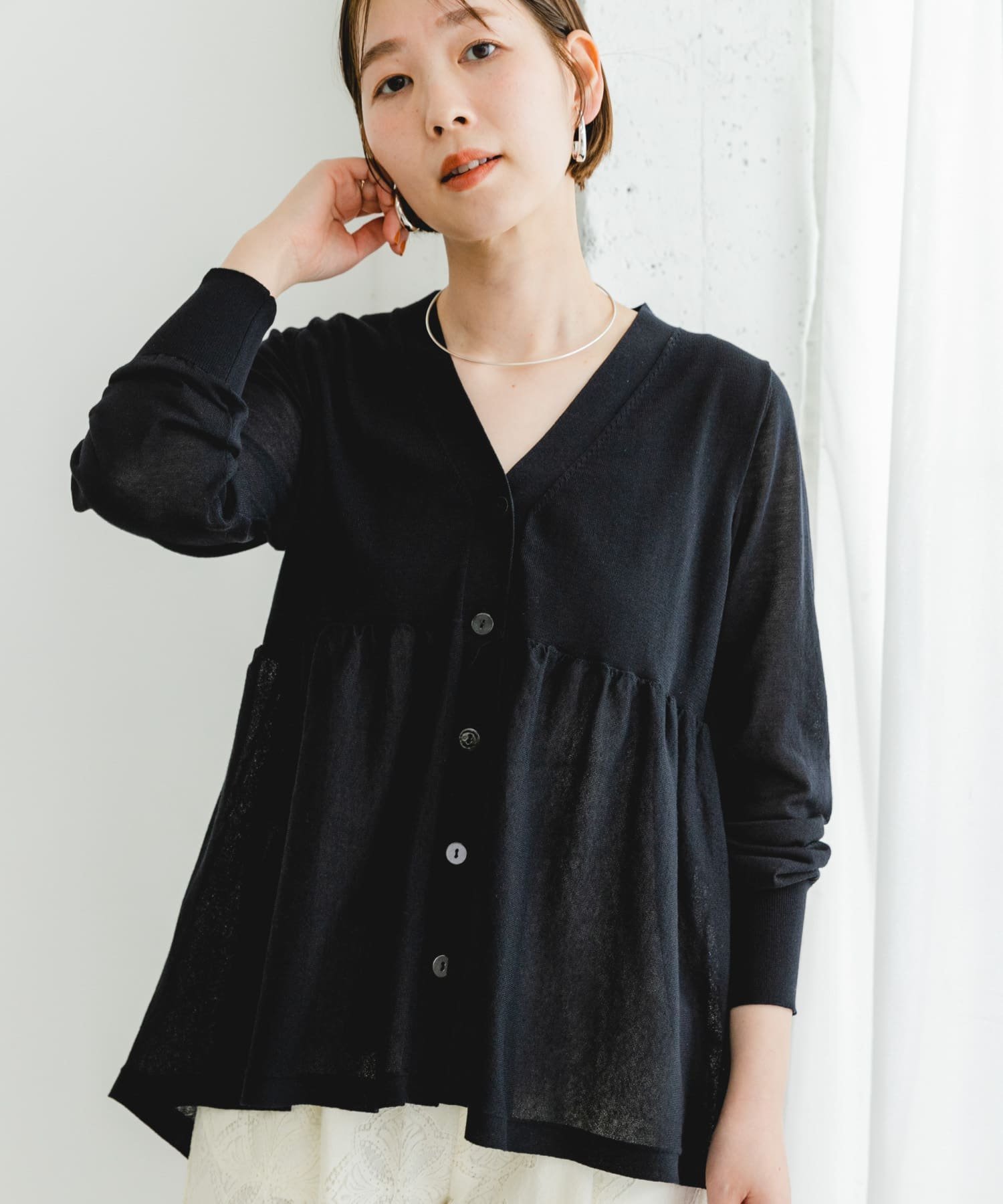 【アーバンリサーチ ロッソ/URBAN RESEARCH ROSSO】のF by ROSSO UVCUTペプラムニットカーディガン インテリア・キッズ・メンズ・レディースファッション・服の通販 founy(ファニー) 　ファッション　Fashion　レディースファッション　WOMEN　トップス・カットソー　Tops/Tshirt　ニット　Knit Tops　カーディガン　Cardigans　2025年　2025　2025春夏・S/S　Ss,Spring/Summer,2025　カーディガン　Cardigan　フロント　Front　ペプラム　Peplum　夏　Summer　S/S・春夏　Ss・Spring/Summer　NAVY|ID: prp329100004534882 ipo3291000000032048257
