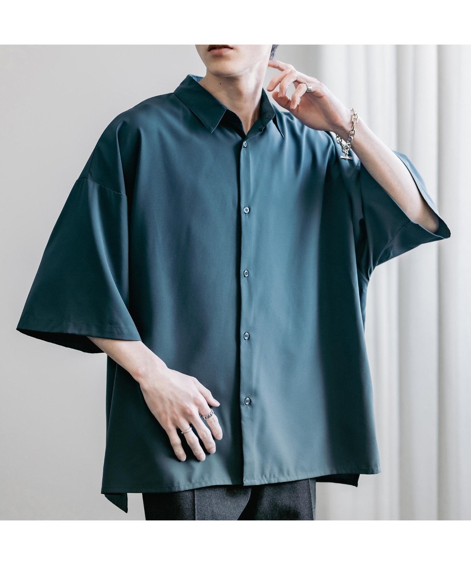 【ロッキーモンロー/Rocky Monroe】の接触冷感 とろみビッグシルエット半袖シャツ インテリア・キッズ・メンズ・レディースファッション・服の通販 founy(ファニー) 　ファッション　Fashion　レディースファッション　WOMEN　トップス・カットソー　Tops/Tshirt　シャツ/ブラウス　Shirts/Blouses　とろみ　Thickness　ビッグ　Big　半袖　Short Sleeve　夏　Summer　B.グリーン|ID: prp329100004534903 ipo3291000000032048349