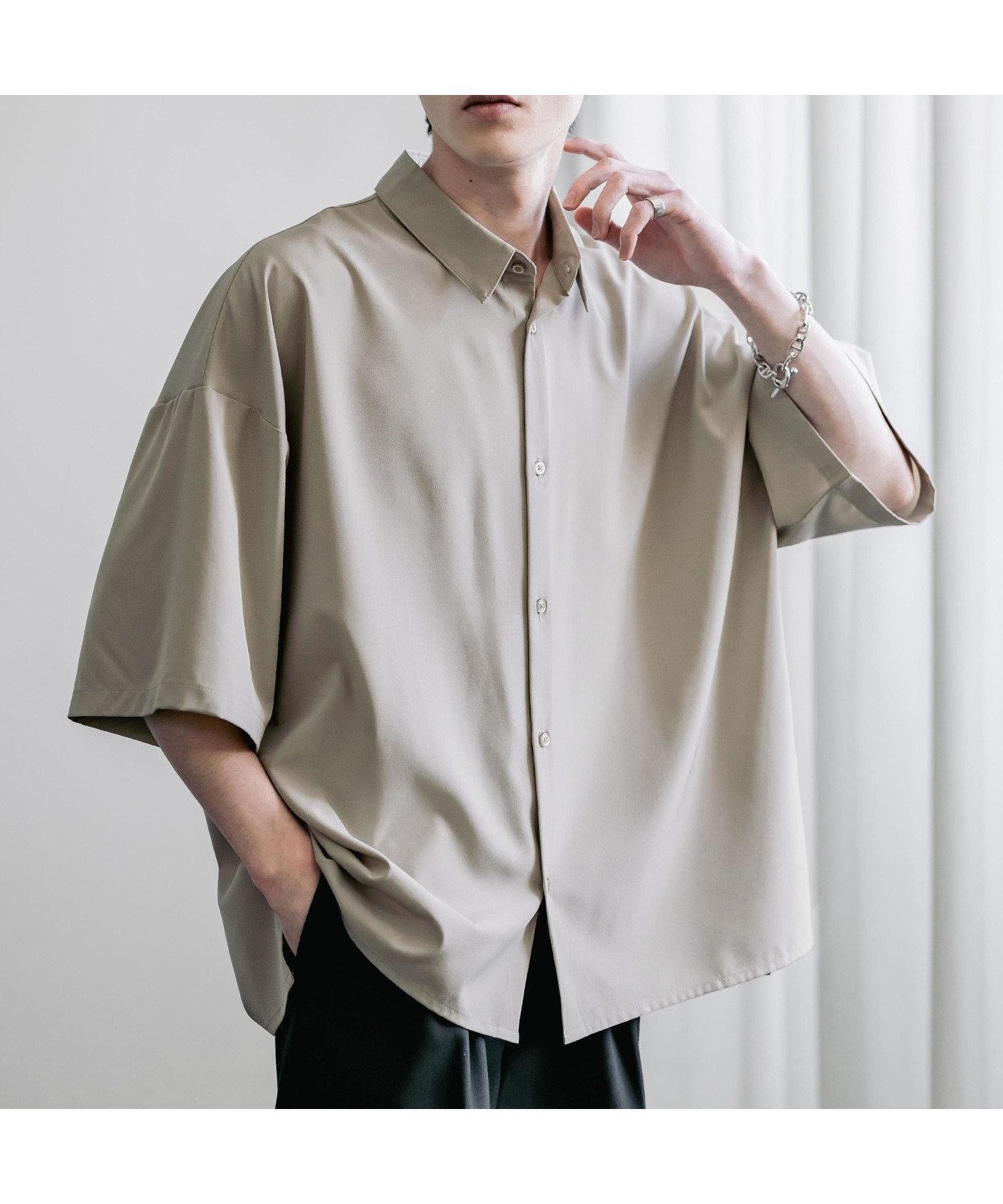 【ロッキーモンロー/Rocky Monroe】の接触冷感 とろみビッグシルエット半袖シャツ インテリア・キッズ・メンズ・レディースファッション・服の通販 founy(ファニー) 　ファッション　Fashion　レディースファッション　WOMEN　トップス・カットソー　Tops/Tshirt　シャツ/ブラウス　Shirts/Blouses　とろみ　Thickness　ビッグ　Big　半袖　Short Sleeve　夏　Summer　グレージュ|ID: prp329100004534903 ipo3291000000032048353