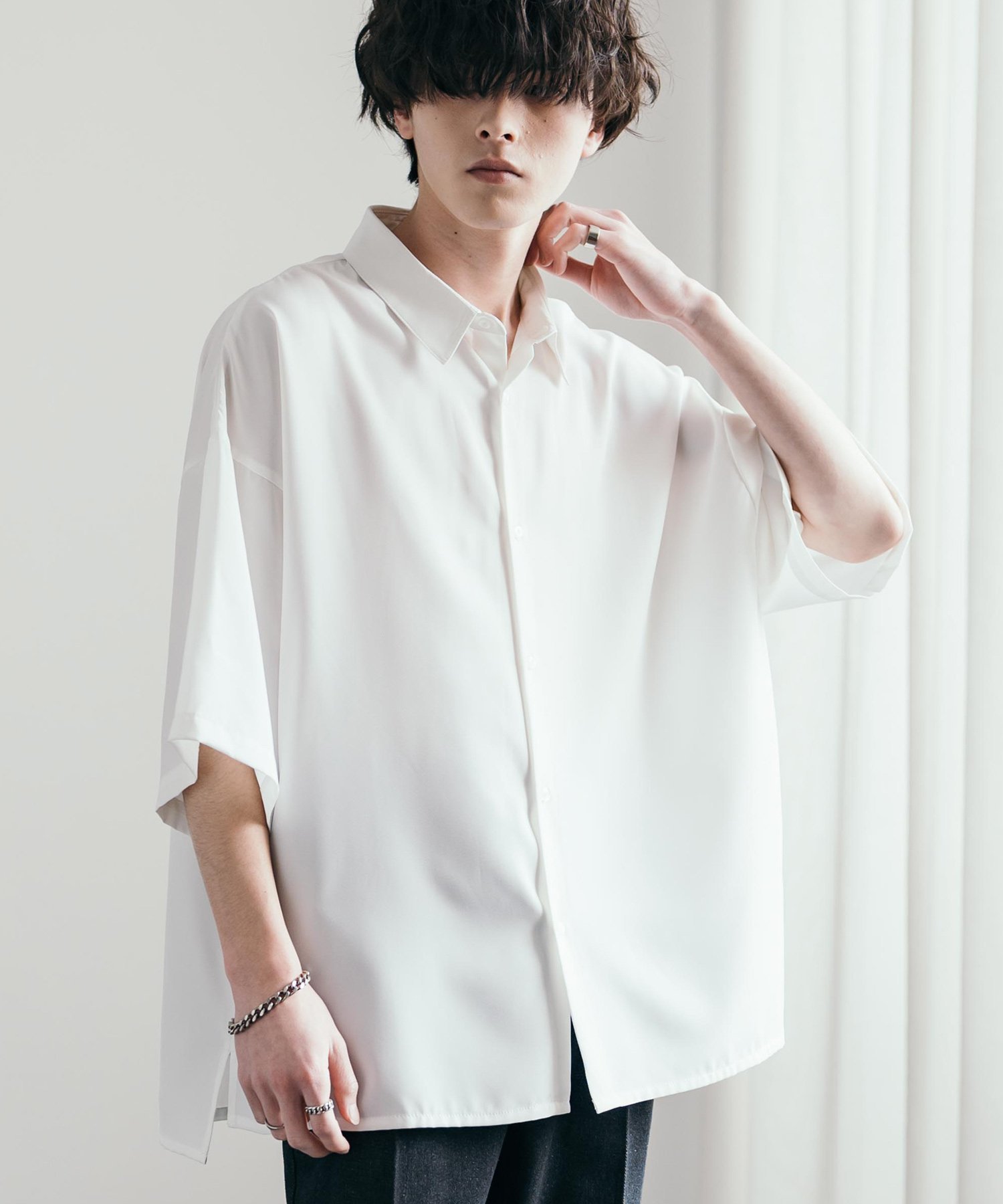 【ロッキーモンロー/Rocky Monroe】の接触冷感 とろみビッグシルエット半袖シャツ インテリア・キッズ・メンズ・レディースファッション・服の通販 founy(ファニー) 　ファッション　Fashion　レディースファッション　WOMEN　トップス・カットソー　Tops/Tshirt　シャツ/ブラウス　Shirts/Blouses　とろみ　Thickness　ビッグ　Big　半袖　Short Sleeve　夏　Summer　ホワイト|ID: prp329100004534903 ipo3291000000032048354