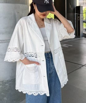 【チャオパニックティピー/CIAOPANIC TYPY】の切替レースオーバー5分袖ジャケット 人気、トレンドファッション・服の通販 founy(ファニー) ファッション Fashion レディースファッション WOMEN アウター Coat Outerwear ジャケット Jackets キャミ Cami 切替 Switching ジャケット Jacket セットアップ Set Up タンク Tank リラックス Relax レース Race おすすめ Recommend |ID:prp329100004534906