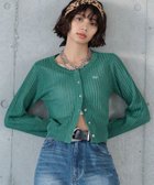 【ページボーイ/PAGEBOY】のシシュウロゴシアーリブカーディガン ダークモス77|ID: prp329100004534910 ipo3291000000032048391