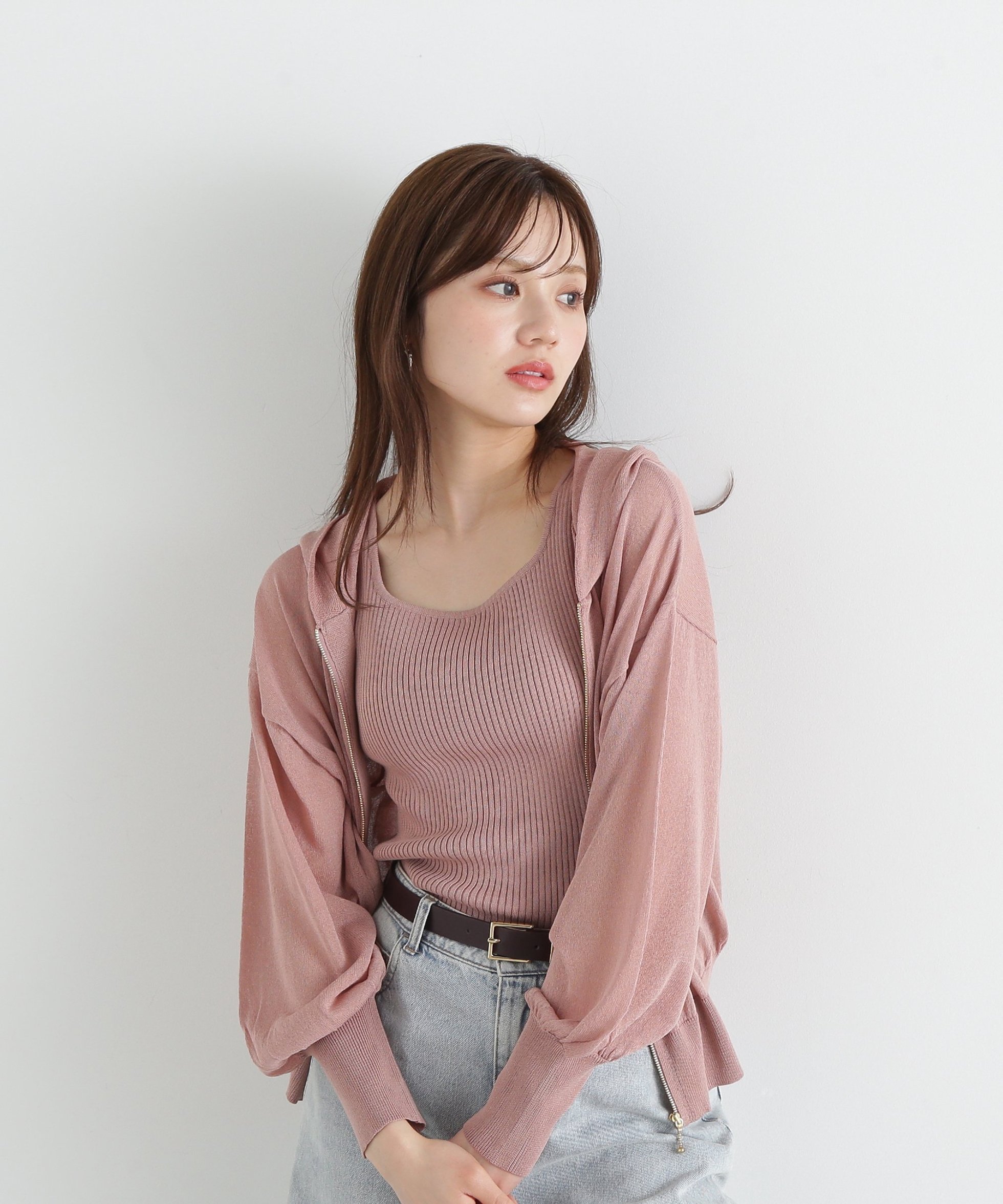 【プロポーション ボディドレッシング/PROPORTION BODY DRESSING】のシアーニットパーカーアンサンブル インテリア・キッズ・メンズ・レディースファッション・服の通販 founy(ファニー) 　ファッション　Fashion　レディースファッション　WOMEN　トップス・カットソー　Tops/Tshirt　ニット　Knit Tops　アンサンブル　Knit Ensemble　パーカ　Sweats　インナー　Inner　シアー　Sheer　タンク　Tank　パーカー　Hoodie　ピンク|ID: prp329100004534911 ipo3291000000032301548