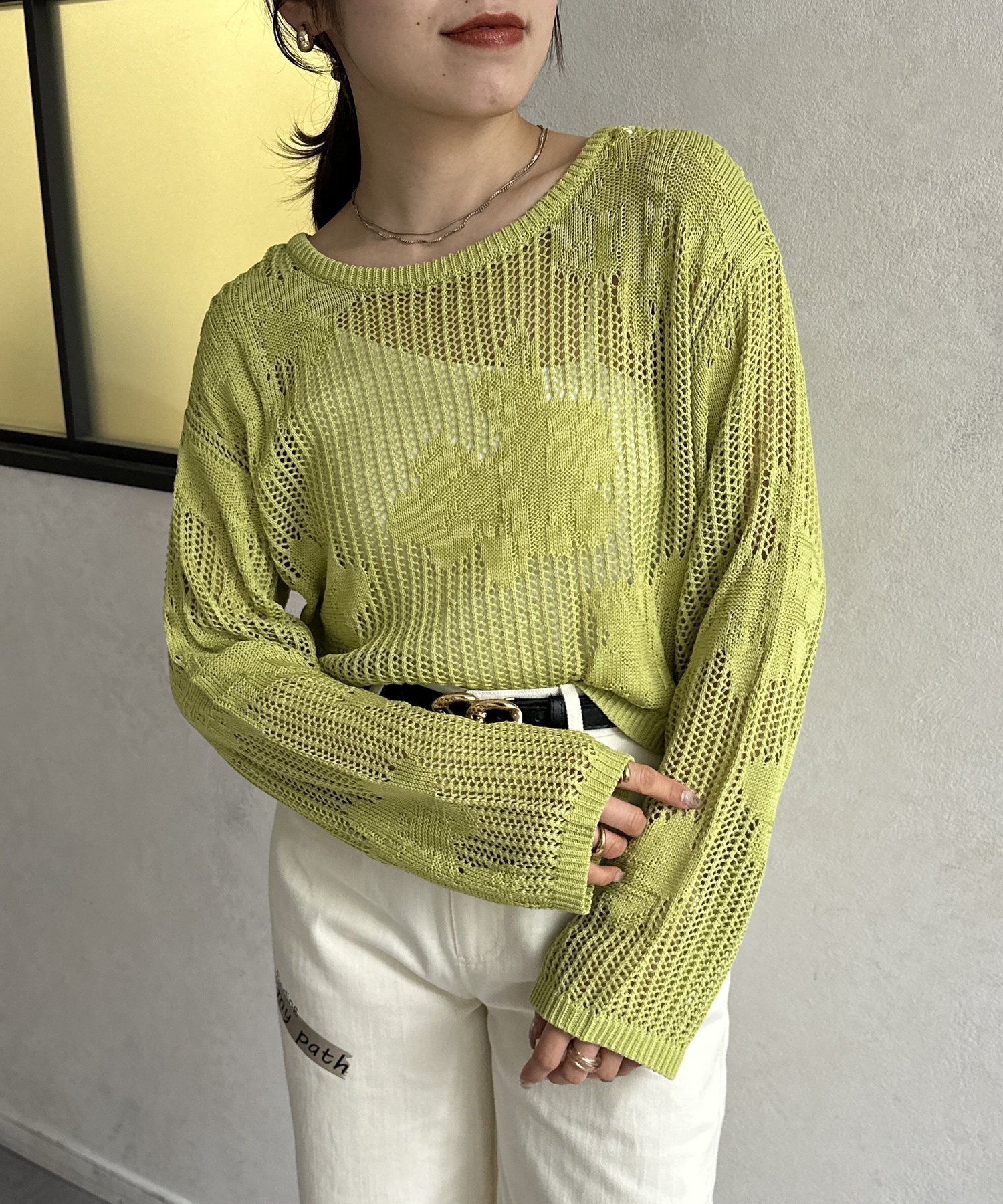 【ゼヴォン/Thevon】のジャガードメッシュニット インテリア・キッズ・メンズ・レディースファッション・服の通販 founy(ファニー) 　ファッション　Fashion　レディースファッション　WOMEN　トップス・カットソー　Tops/Tshirt　ニット　Knit Tops　インナー　Inner　春　Spring　キャミソール　Camisole　ベーシック　Basic　マーメイド　Mermaid　メッシュ　Mesh　ルーズ　Loose　S/S・春夏　Ss・Spring/Summer　夏　Summer　2025年　2025　2025春夏・S/S　Ss,Spring/Summer,2025　ピスタチオ|ID: prp329100004534931 ipo3291000000032048478