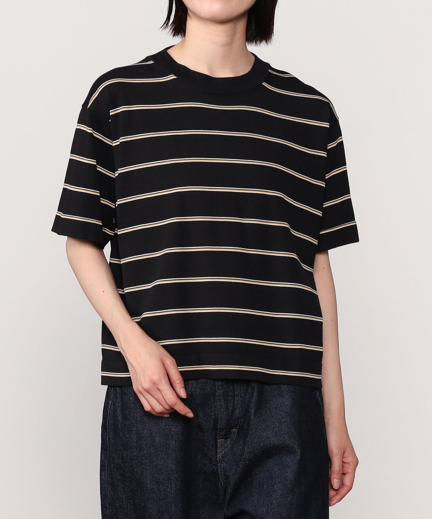 【ビショップ/Bshop】の別注 半袖クルーネックニット WOMEN インテリア・キッズ・メンズ・レディースファッション・服の通販 founy(ファニー) 　ファッション　Fashion　レディースファッション　WOMEN　トップス・カットソー　Tops/Tshirt　ニット　Knit Tops　ショルダー　Shoulder　シンプル　Simple　ドロップ　Drop　別注　Special Order　半袖　Short Sleeve　BLACK系1|ID: prp329100004534935 ipo3291000000032048499