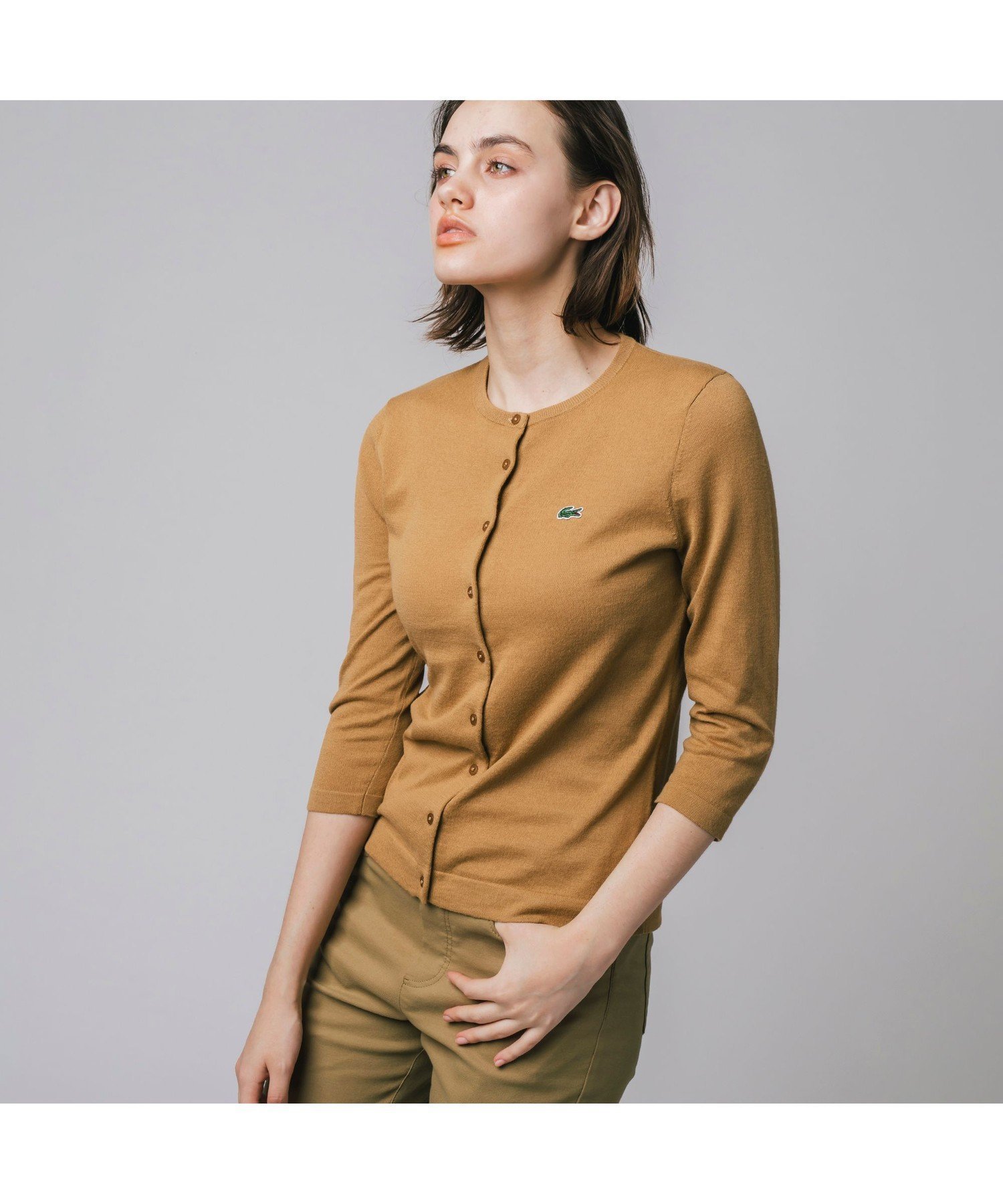 【ラコステ/LACOSTE】のUVカット 吸水速乾 ウォッシャブル COOLMAX クールマックス 7部袖 ニットカーディガン インテリア・キッズ・メンズ・レディースファッション・服の通販 founy(ファニー) 　ファッション　Fashion　レディースファッション　WOMEN　トップス・カットソー　Tops/Tshirt　ニット　Knit Tops　カーディガン　Cardigans　ウォッシャブル　Washable　カーディガン　Cardigan　バランス　Balance　吸水　Water Absorption　夏　Summer　春　Spring　S/S・春夏　Ss・Spring/Summer　キャメル|ID: prp329100004534965 ipo3291000000032048631