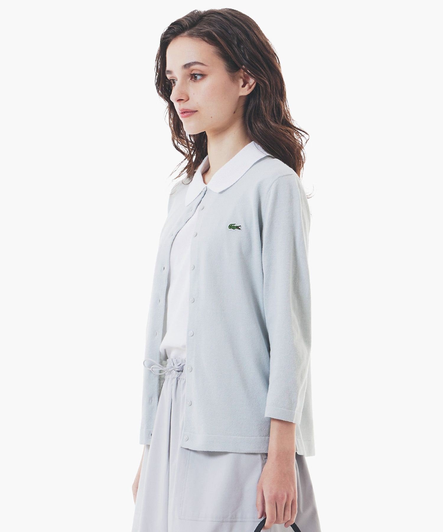 【ラコステ/LACOSTE】のUVカット 吸水速乾 ウォッシャブル COOLMAX クールマックス 7部袖 ニットカーディガン インテリア・キッズ・メンズ・レディースファッション・服の通販 founy(ファニー) 　ファッション　Fashion　レディースファッション　WOMEN　トップス・カットソー　Tops/Tshirt　ニット　Knit Tops　カーディガン　Cardigans　ウォッシャブル　Washable　カーディガン　Cardigan　バランス　Balance　吸水　Water Absorption　夏　Summer　春　Spring　S/S・春夏　Ss・Spring/Summer　ライトグレー|ID: prp329100004534965 ipo3291000000032048633