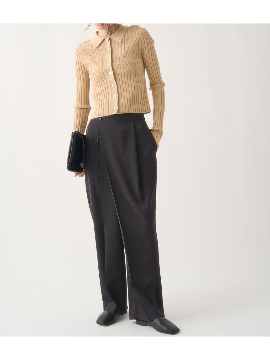【ミースロエ/MIESROHE】のサテンラップパンツ インテリア・キッズ・メンズ・レディースファッション・服の通販 founy(ファニー) 　ファッション　Fashion　レディースファッション　WOMEN　パンツ　Pants　シンプル　Simple　フロント　Front　ポケット　Pocket　ラップ　Wrap　エレガント 上品　Elegant　BLK[009]|ID: prp329100004534968 ipo3291000000032048647