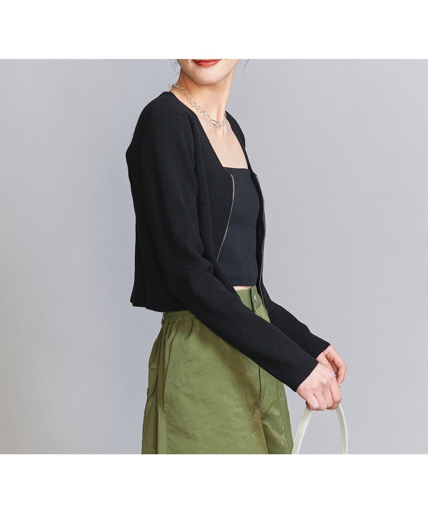 【ビューティ&ユース ユナイテッドアローズ/BEAUTY&YOUTH / UNITED ARROWS】のリブジップ Vネック カーディガン -ウォッシャブル- インテリア・キッズ・メンズ・レディースファッション・服の通販 founy(ファニー) 　ファッション　Fashion　レディースファッション　WOMEN　トップス・カットソー　Tops/Tshirt　カーディガン　Cardigans　Vネック　V-Neck　おすすめ　Recommend　ウォッシャブル　Washable　カーディガン　Cardigan　コンパクト　Compact　デニム　Denim　ボトム　Bottom　ラップ　Wrap　ロング　Long　羽織　Haori　BLACK|ID: prp329100004535522 ipo3291000000032051801