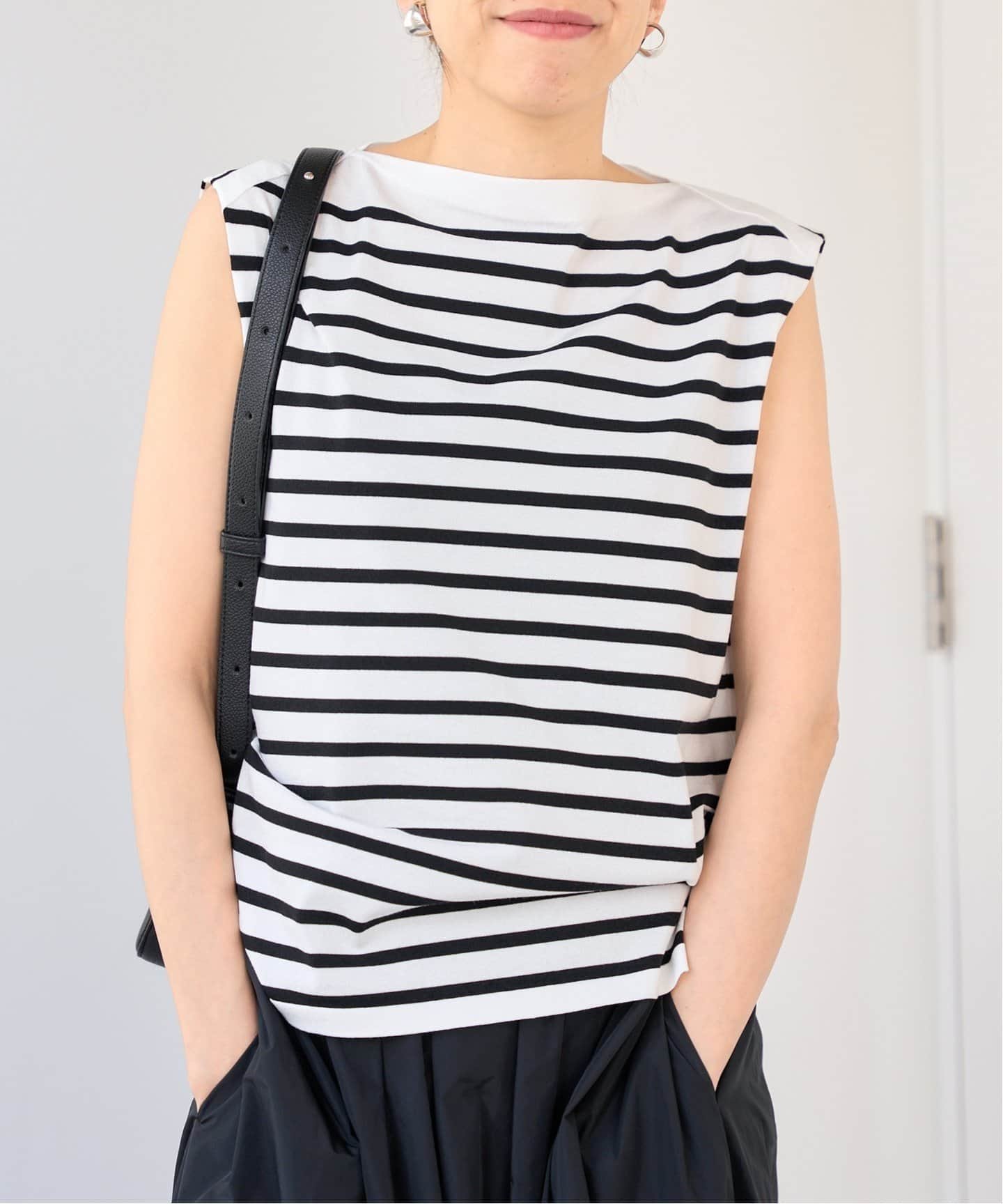【イエナ/IENA】のSEATTLE 度詰め ボーダー ノースリーブ インテリア・キッズ・メンズ・レディースファッション・服の通販 founy(ファニー) 　ファッション　Fashion　レディースファッション　WOMEN　トップス・カットソー　Tops/Tshirt　キャミソール / ノースリーブ　No Sleeves　2025年　2025　2025春夏・S/S　Ss,Spring/Summer,2025　インナー　Inner　カットソー　Cut And Sew　ジャケット　Jacket　ノースリーブ　No Sleeve　ボーダー　Border　楽ちん　Easy　洗える　Washable　ブラック A|ID: prp329100004535645 ipo3291000000032052405