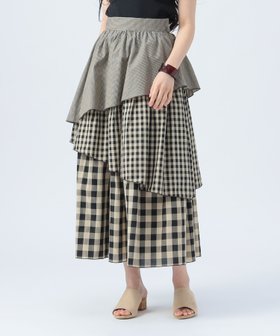 【ビームス ハート/BEAMS HEART】のギンガムチェック カラーメロー スカート 人気、トレンドファッション・服の通販 founy(ファニー) ファッション Fashion レディースファッション WOMEN スカート Skirt アシンメトリー Asymmetry ギンガム Gingham サイドジップ Side Zip シンプル Simple チェック Check ティアード Tiered フェミニン Feminine ロング Long |ID:prp329100004535670