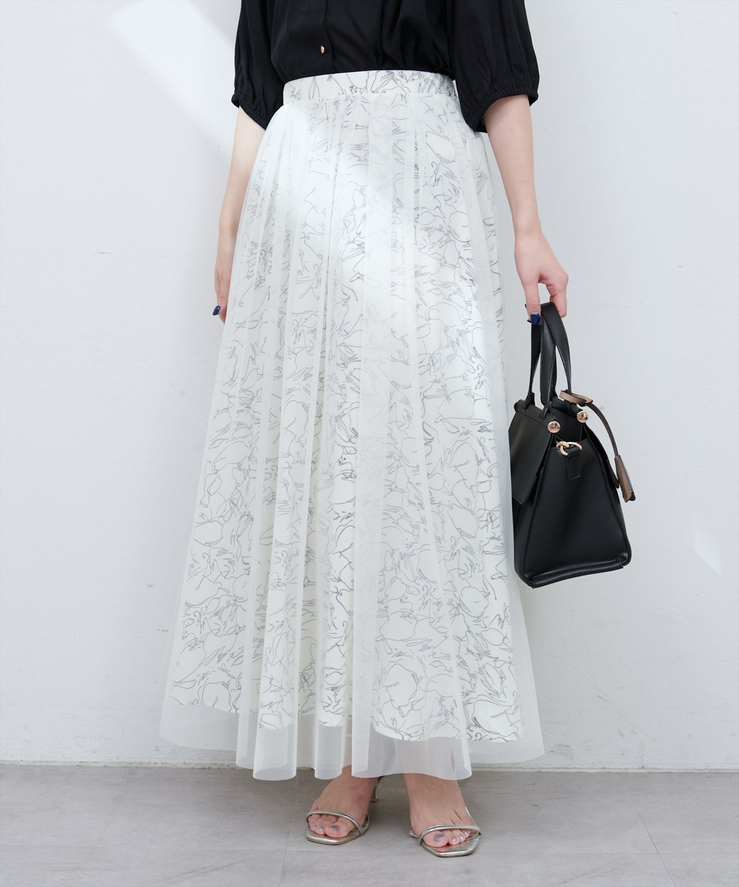 【ナチュラルクチュール/natural couture】のチュールレイヤードフレアスカート インテリア・キッズ・メンズ・レディースファッション・服の通販 founy(ファニー) 　ファッション　Fashion　レディースファッション　Ladies' Fashion Online　スカート　Skirt　Aライン/フレアスカート　Flared A-Line Skirts　2025年　2025　2025春夏・S/S　Ss,Spring/Summer,2025　おすすめ　Recommend　カットソー　Cut And Sew　カーディガン　Cardigan　チュール　Tulle　フラワー　Flower　プリント　Print　プリーツ　Pleats　ポケット　Pocket　ロング　Long　春　Spring　その他1|ID: prp329100004535710 ipo3291000000032579875