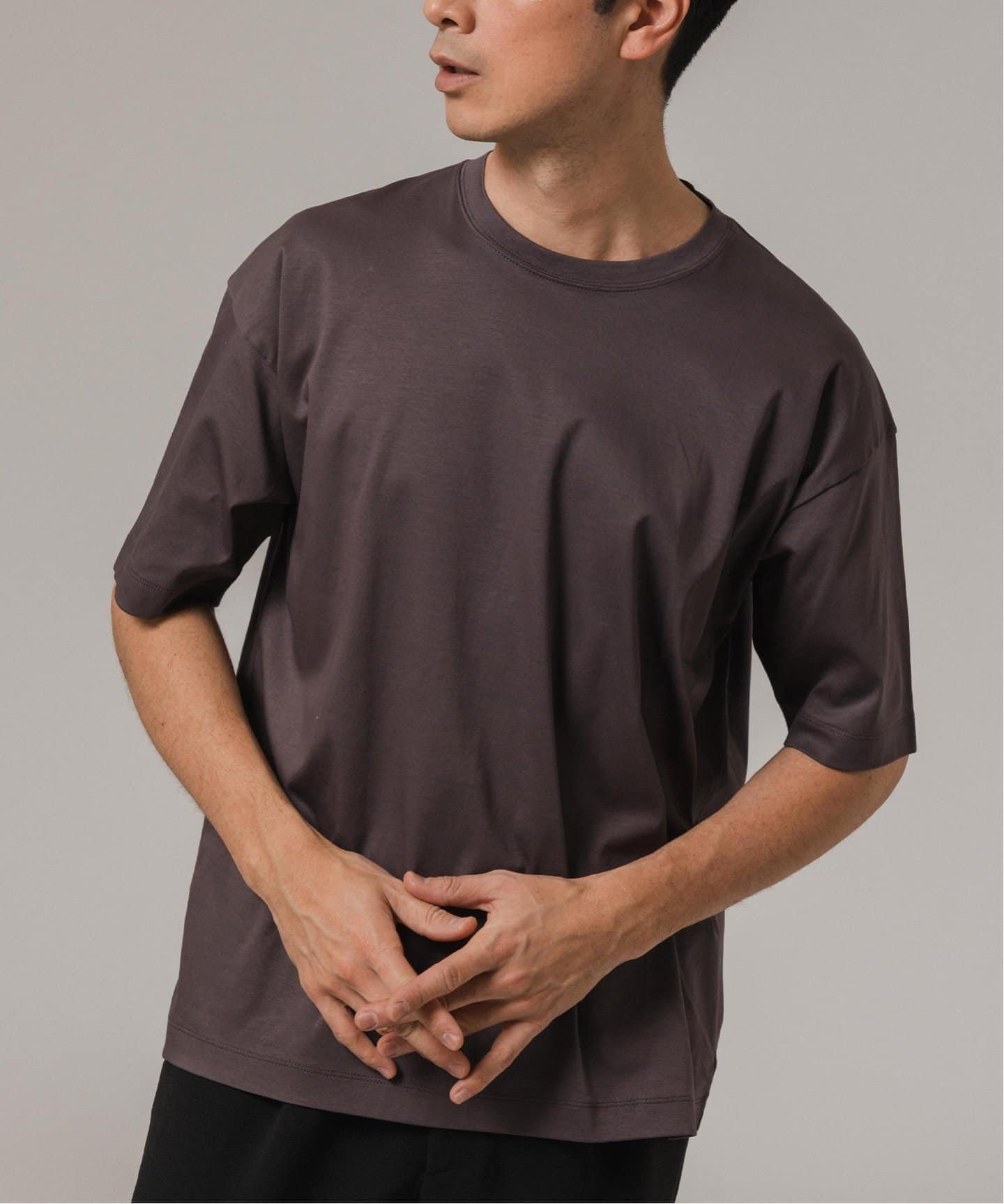 【エディフィス/EDIFICE / MEN】のアルビニスタスムース クルーネック Tシャツ インテリア・キッズ・メンズ・レディースファッション・服の通販 founy(ファニー) 　ファッション　Fashion　メンズファッション　MEN　インナー　Inner　カリフォルニア　California　ジャージ　Jersey　ドレープ　Drape　ドロップ　Drop　バランス　Balance　ファブリック　Fabric　エレガント 上品　Elegant　グレー|ID: prp329100004535720 ipo3291000000032052738