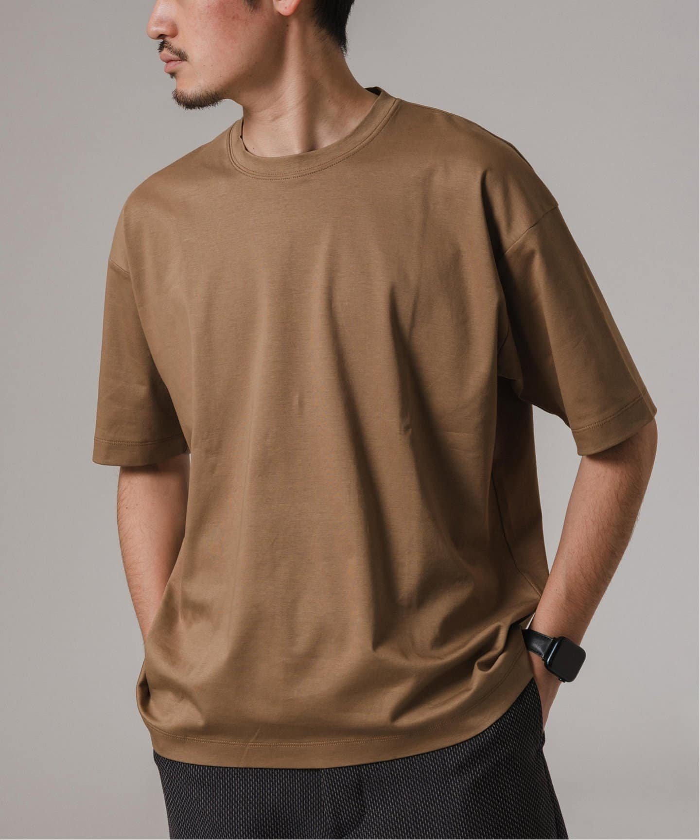 【エディフィス/EDIFICE / MEN】のアルビニスタスムース クルーネック Tシャツ インテリア・キッズ・メンズ・レディースファッション・服の通販 founy(ファニー) 　ファッション　Fashion　メンズファッション　MEN　インナー　Inner　カリフォルニア　California　ジャージ　Jersey　ドレープ　Drape　ドロップ　Drop　バランス　Balance　ファブリック　Fabric　エレガント 上品　Elegant　ベージュ A|ID: prp329100004535720 ipo3291000000032052743