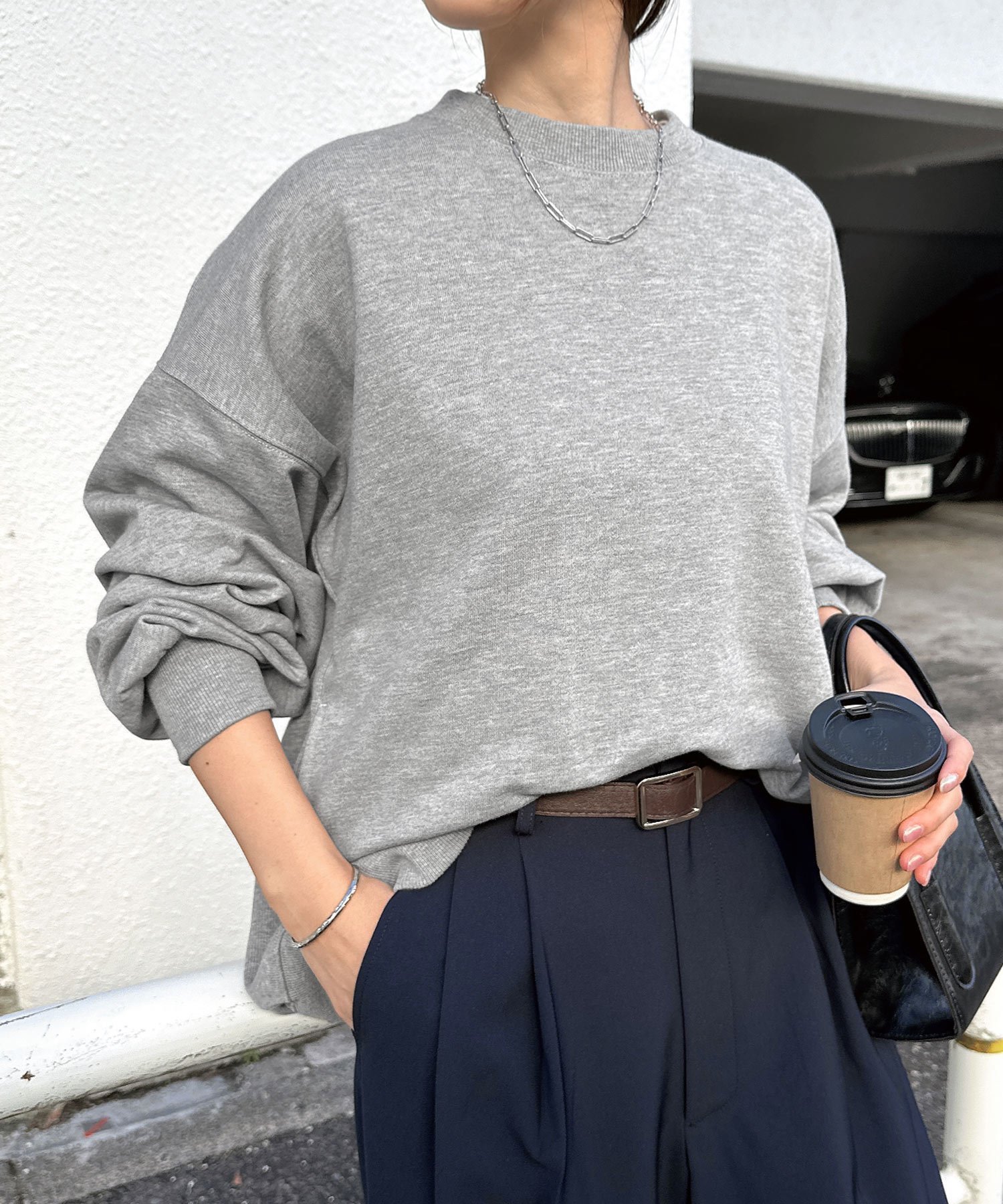 【その他のブランド/Other】の裏毛 ボリューム 長袖 スウェット トップス インテリア・キッズ・メンズ・レディースファッション・服の通販 founy(ファニー) 　ファッション　Fashion　レディースファッション　Fashion for Women　トップス・カットソー　Cut & Sew Tops　レディースパーカー・カジュアルフーディー　Casual Hoodies & Sweatshirts　スウェット・クルーネックトップス　Sweatshirts & Crewnecks / Relaxed Fit Sweat Tops　ショルダー　Shoulder, Shoulder Strap　シンプル　Simple, Minimal　スウェット / スエット　Sweatshirt, Sweatwear　ドロップ　Drop Shoulder, Dropped Style　ポケット　Pocket, Pocket Detail　長袖　Long Sleeve, Full Sleeve　杢グレー|ID: prp329100004535764 ipo3291000000032711715