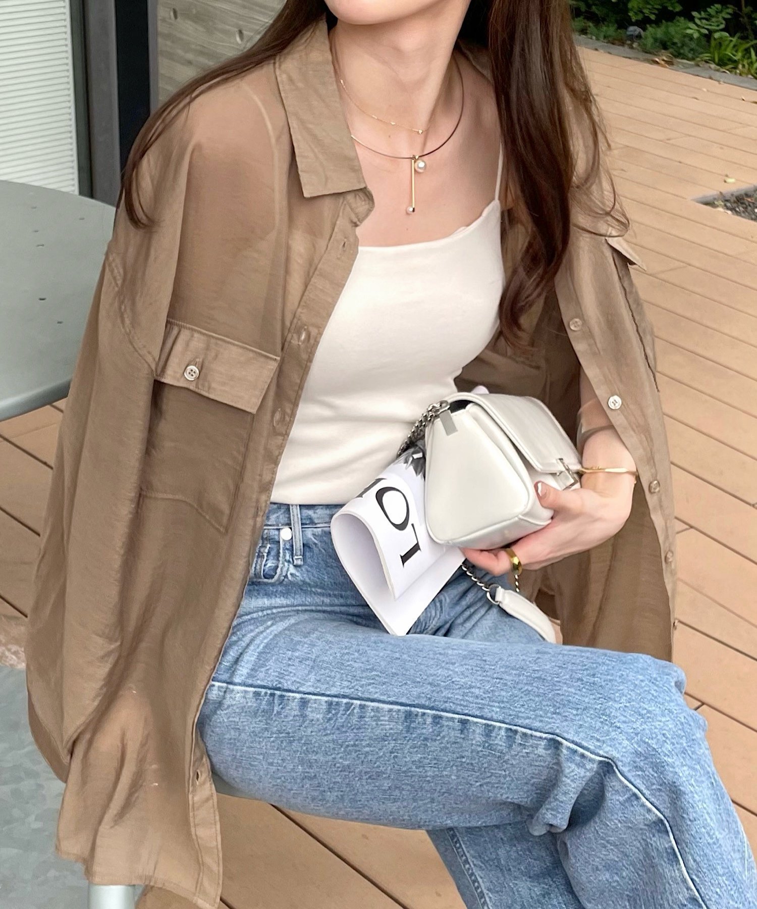 【その他のブランド/Other】のオーバーサイズ 長袖 シアーシャツ インテリア・キッズ・メンズ・レディースファッション・服の通販 founy(ファニー) 　ファッション　Fashion　レディースファッション　Fashion for Women　トップス・カットソー　Cut & Sew Tops　シャツ・ブラウス・オフィスカジュアル　Elegant Blouses & Button-Ups　おすすめ　Recommended / Our Picks　インナー　Innerwear　シアー　Sheer, See-Through　フロント　Front, Front Design　ボトム　Bottoms, Lower Wear　ワイド　Wide, Wide Fit　ワッシャー　Washer, Crinkled Finish　長袖　Long Sleeve, Full Sleeve　ダークベージュ|ID: prp329100004535807 ipo3291000000032974300