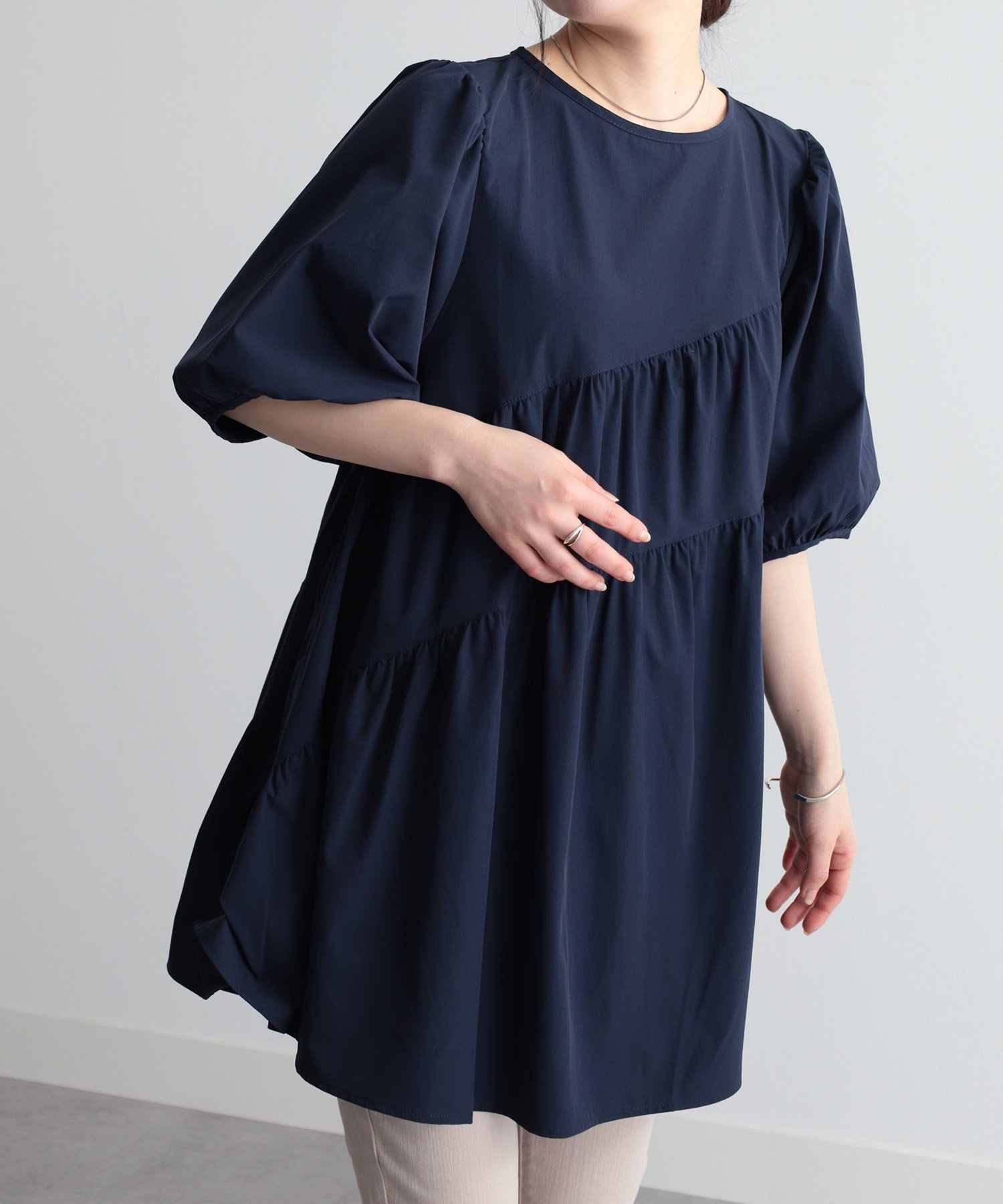【ラナン/Ranan】のひんやり!ななめティアードチュニック インテリア・キッズ・メンズ・レディースファッション・服の通販 founy(ファニー) 　ファッション　Fashion　レディースファッション　Ladies' Fashion Online　トップス・カットソー　Tops/Tshirt　スタイリッシュ　Stylish　チュニック　Tunic　ティアード　Tiered　ミックス　Mix　NE|ID: prp329100004535836 ipo3291000000032636821