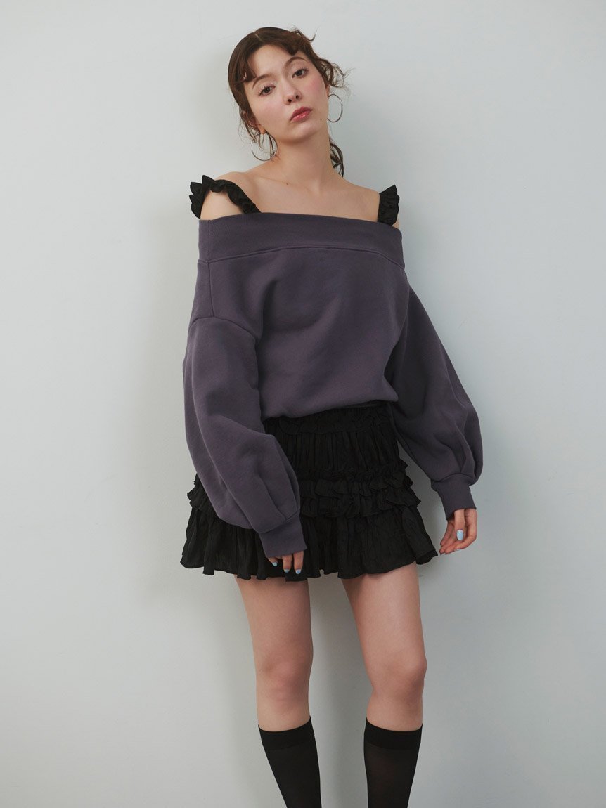 【スナイデル/SNIDEL】の【WEB限定】ワンショルダーロゴスウェット インテリア・キッズ・メンズ・レディースファッション・服の通販 founy(ファニー) 　ファッション　Fashion　レディースファッション　Fashion for Women　トップス・カットソー　Cut & Sew Tops　レディースパーカー・カジュアルフーディー　Casual Hoodies & Sweatshirts　スウェット・クルーネックトップス　Sweatshirts & Crewnecks / Relaxed Fit Sweat Tops　イエロー　Yellow　デコルテ　Décolleté, Neckline　トレンド　Trend, Trending Now　モチーフ　Motif, Design Theme　ラベンダー　Lavender　人気　Popular, Best Seller　CGRY[007]|ID: prp329100004535870 ipo3291000000033505077