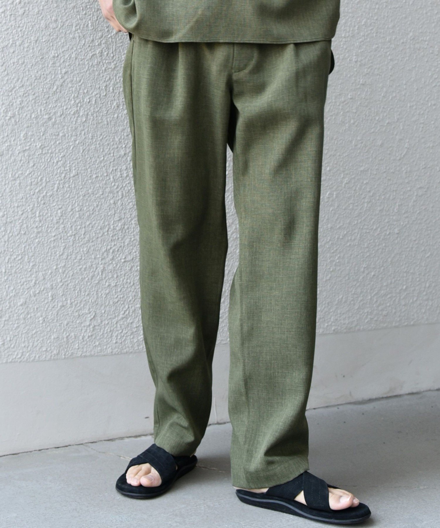 【シップス/SHIPS / MEN】のSHIPS any 洗濯機可能 リネンライク セミワイド パンツ(セットアップ対応) 25SS インテリア・キッズ・メンズ・レディースファッション・服の通販 founy(ファニー) 　ファッション　Fashion　メンズファッション　MEN　ボトムス　Bottoms/Men　カットソー　Cut And Sew　シャーリング　Shirring　セットアップ　Set Up　テクスチャー　Texture　リネン　Linen　ワイド　Wide　おすすめ　Recommend　夏　Summer　2025年　2025　2025春夏・S/S　Ss,Spring/Summer,2025　オリーブ|ID: prp329100004535900 ipo3291000000032053684