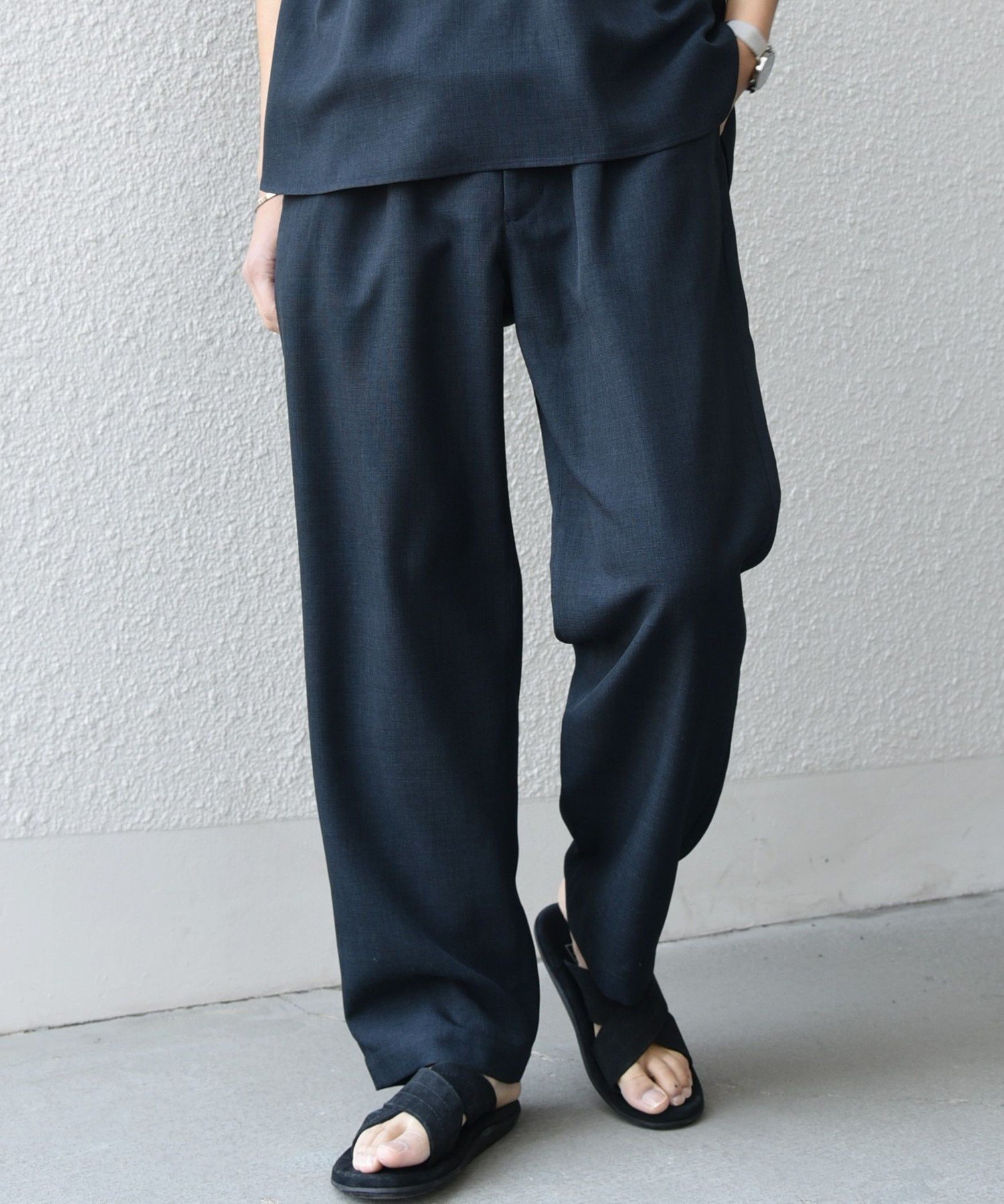 【シップス/SHIPS / MEN】のSHIPS any 洗濯機可能 リネンライク セミワイド パンツ(セットアップ対応) 25SS インテリア・キッズ・メンズ・レディースファッション・服の通販 founy(ファニー) 　ファッション　Fashion　メンズファッション　MEN　ボトムス　Bottoms/Men　カットソー　Cut And Sew　シャーリング　Shirring　セットアップ　Set Up　テクスチャー　Texture　リネン　Linen　ワイド　Wide　おすすめ　Recommend　夏　Summer　2025年　2025　2025春夏・S/S　Ss,Spring/Summer,2025　ネイビー|ID: prp329100004535900 ipo3291000000032053686