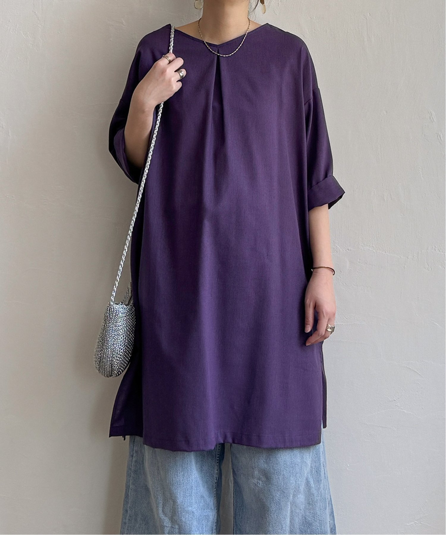 【エルビーシー/LBC】のリネン混サックワンピース インテリア・キッズ・メンズ・レディースファッション・服の通販 founy(ファニー) 　ファッション　Fashion　レディースファッション　WOMEN　ワンピース　Dress　おすすめ　Recommend　アクセサリー　Accessories　シンプル　Simple　スキニー　Skinny　デニム　Denim　プリント　Print　ボタニカル　Botanical　リネン　Linen　夏　Summer　定番　Standard　パープル|ID: prp329100004535981 ipo3291000000032054199