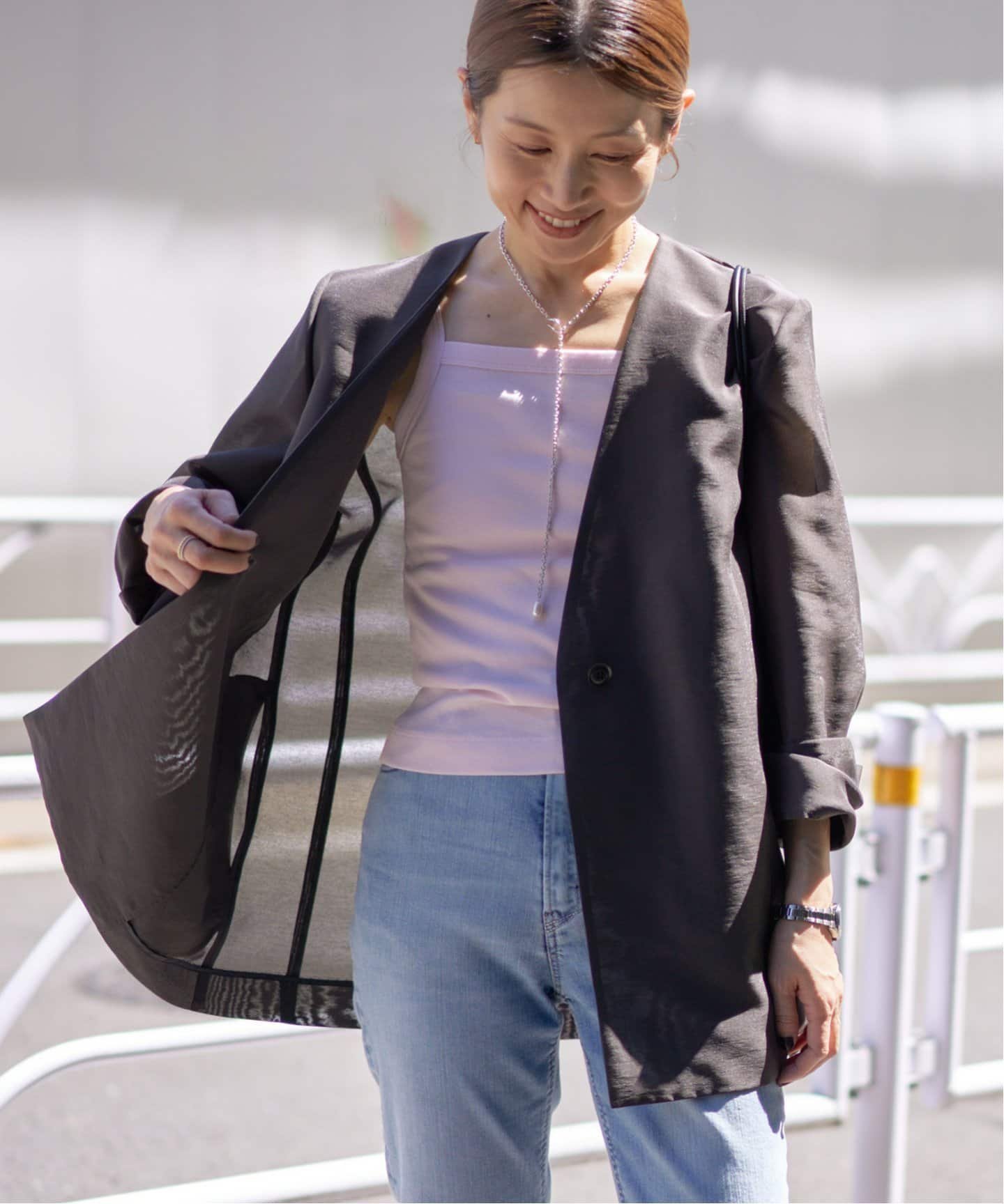 【イエナ/IENA】のシアージャケット インテリア・キッズ・メンズ・レディースファッション・服の通販 founy(ファニー) 　ファッション　Fashion　レディースファッション　WOMEN　アウター　Coat Outerwear　ジャケット　Jackets　2025年　2025　2025春夏・S/S　Ss,Spring/Summer,2025　オーガンジー　Organdy　カーディガン　Cardigan　ダブル　Double　バランス　Balance　パターン　Pattern　グレー|ID: prp329100004536006 ipo3291000000032054319