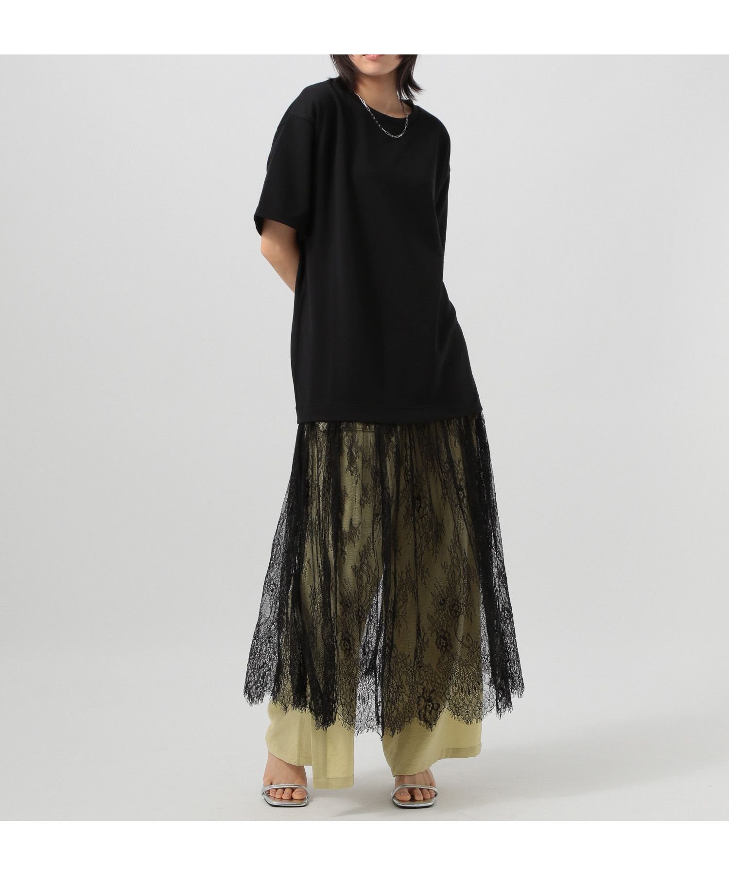 【ベイフロー/BAYFLOW】の一枚でサマになる レースドッキングワンピース インテリア・キッズ・メンズ・レディースファッション・服の通販 founy(ファニー) 　ファッション　Fashion　レディースファッション　WOMEN　ワンピース　Dress　おすすめ　Recommend　カットソー　Cut And Sew　デニム　Denim　トレンド　Trend　ドッキング　Docking　レース　Race　洗える　Washable　ブラック19|ID: prp329100004536017 ipo3291000000032054373
