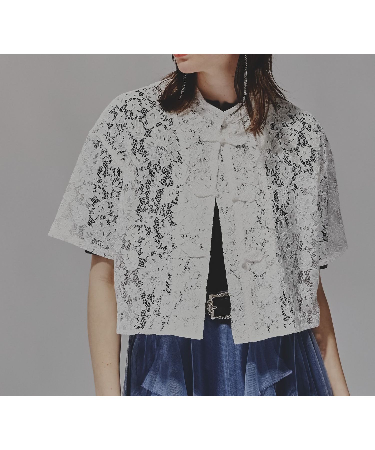 【ハレ/HARE】のチャイナレースシャツ インテリア・キッズ・メンズ・レディースファッション・服の通販 founy(ファニー) 　ファッション　Fashion　レディースファッション　WOMEN　トップス・カットソー　Tops/Tshirt　シャツ/ブラウス　Shirts/Blouses　キャミソール　Camisole　ショート　Short　バランス　Balance　レース　Race　半袖　Short Sleeve　夏　Summer　羽織　Haori　ホワイト08|ID: prp329100004536205 ipo3291000000032055269