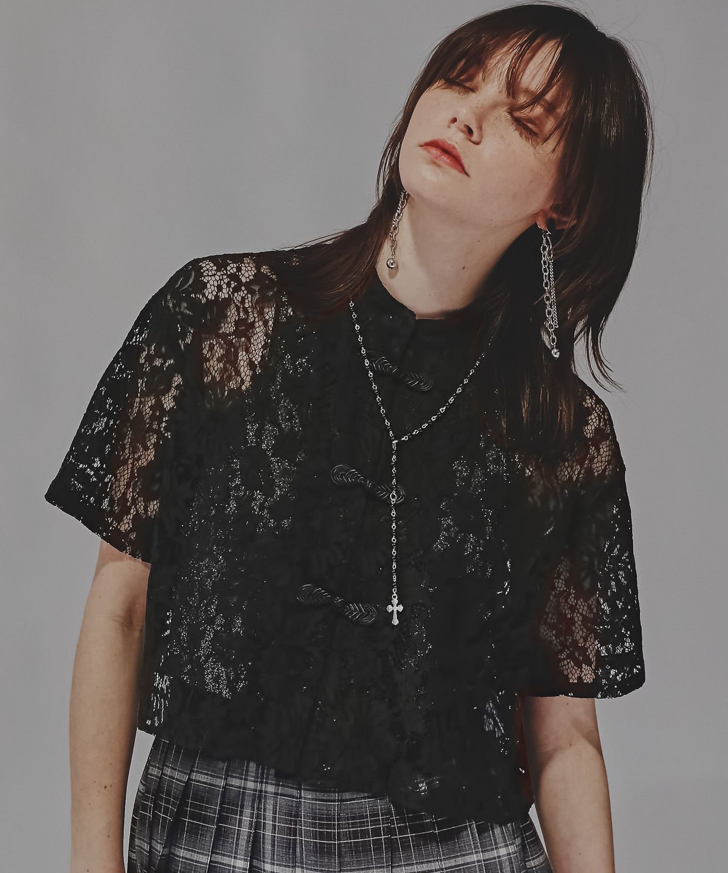 【ハレ/HARE】のチャイナレースシャツ インテリア・キッズ・メンズ・レディースファッション・服の通販 founy(ファニー) 　ファッション　Fashion　レディースファッション　WOMEN　トップス・カットソー　Tops/Tshirt　シャツ/ブラウス　Shirts/Blouses　キャミソール　Camisole　ショート　Short　バランス　Balance　レース　Race　半袖　Short Sleeve　夏　Summer　羽織　Haori　ブラック09|ID: prp329100004536205 ipo3291000000032055270