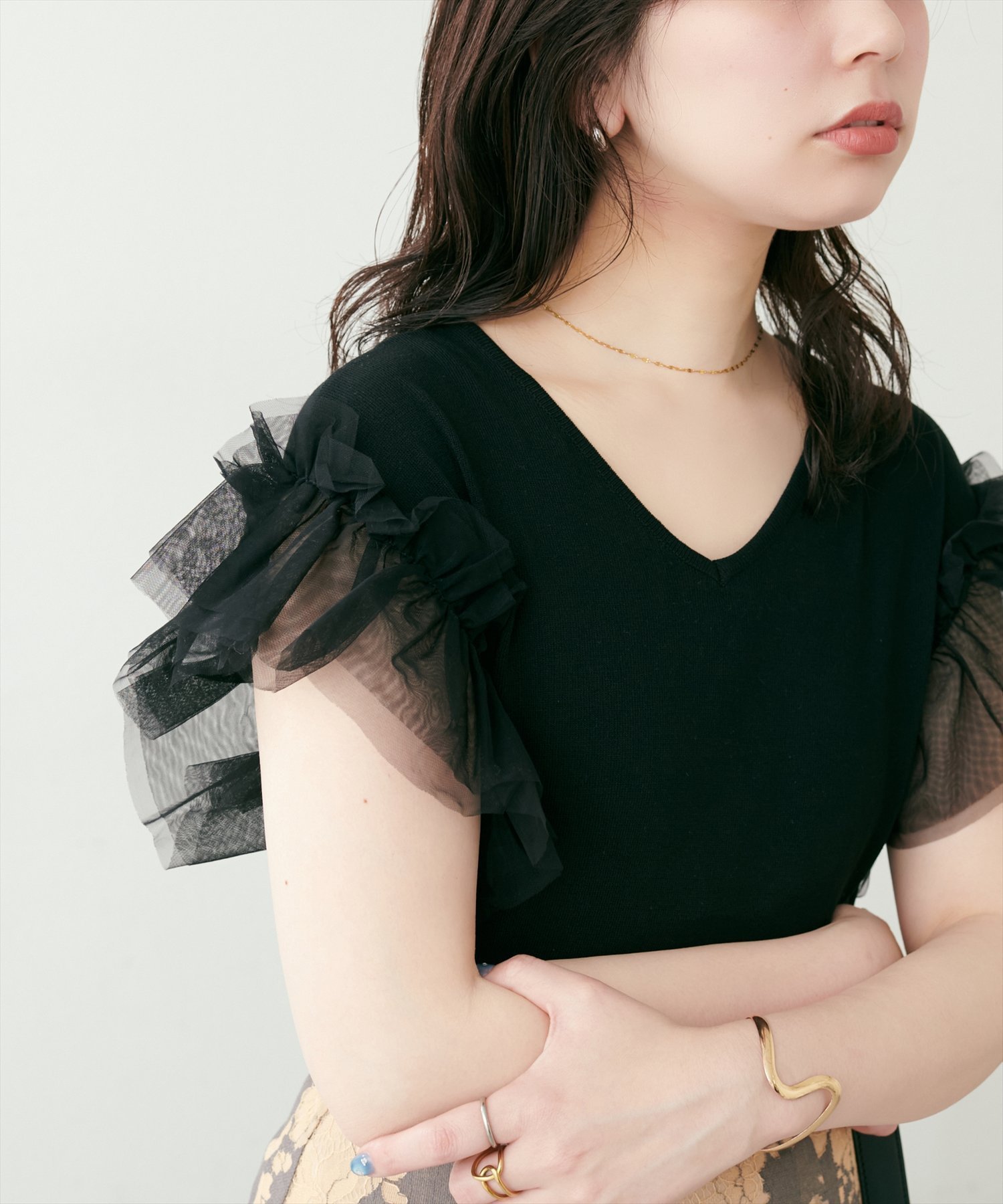 【ナチュラルクチュール/natural couture】の【WEB限定】チュールフリルドッキングニット インテリア・キッズ・メンズ・レディースファッション・服の通販 founy(ファニー) 　ファッション　Fashion　レディースファッション　WOMEN　トップス・カットソー　Tops/Tshirt　ニット　Knit Tops　2025年　2025　2025春夏・S/S　Ss,Spring/Summer,2025　おすすめ　Recommend　インナー　Inner　キャミワンピース　Cami Dress　シンプル　Simple　ダウン　Down　チュール　Tulle　デニム　Denim　ボトム　Bottom　ポケット　Pocket　マーメイド　Mermaid　ブラック|ID: prp329100004536257 ipo3291000000032055578