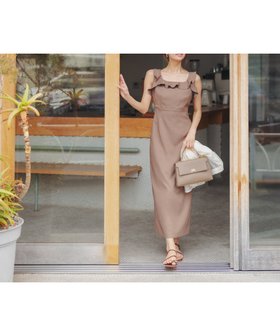 【プロポーション ボディドレッシング/PROPORTION BODY DRESSING】のラッフルナローワンピース 人気、トレンドファッション・服の通販 founy(ファニー) ファッション Fashion レディースファッション Fashion for Women ワンピース Dresses カーディガン Cardigan, Knitwear スリット Slit, Slit Detail センター Center, Center Line ラッフル Ruffle, Frill 夏 Summer |ID:prp329100004536345