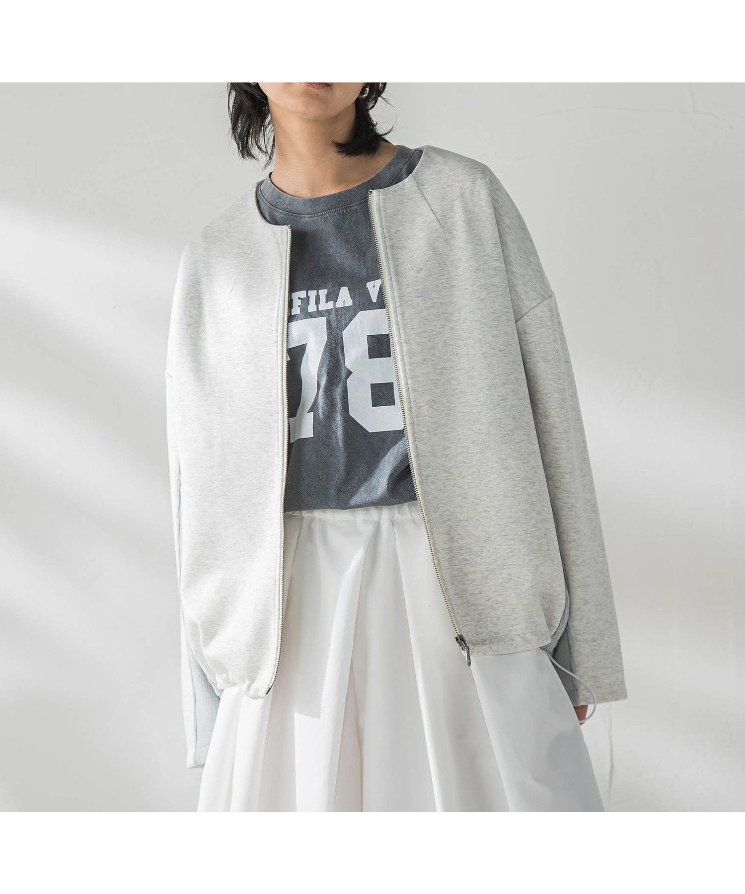 【メイソングレイ/MAYSON GREY】のダンボール*ニットノーカラーブルゾン≪手洗い可能≫ インテリア・キッズ・メンズ・レディースファッション・服の通販 founy(ファニー) 　ファッション　Fashion　レディースファッション　WOMEN　アウター　Coat Outerwear　ブルゾン　Blouson/Jackets　トップス・カットソー　Tops/Tshirt　ニット　Knit Tops　軽量　Lightweight　ジャージー　Jersey　バランス　Balance　パターン　Pattern　ブルゾン　Blouson　ミドル　Middle　無地　Plain Color　ロング　Long　オフホワイト|ID: prp329100004536413 ipo3291000000032056342