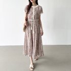 【その他のブランド/Other】のロングワンピース 配色 エスニック柄 きれいめ フレンチスリーブ 前開き 半袖・アイボリー|ID: prp329100004536414 ipo3291000000032056344