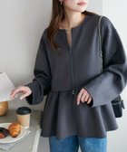 【ディスコート/Discoat】の【WEB限定】ペプラムノーカラージャケット チャコールグレー|ID: prp329100004536451 ipo3291000000032227518