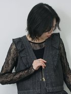 【サマンサモスモス/Samansa Mos2】の【ECO DENIM】ショルダーフリルベスト チャコールグレー|ID: prp329100004536453 ipo3291000000032179722