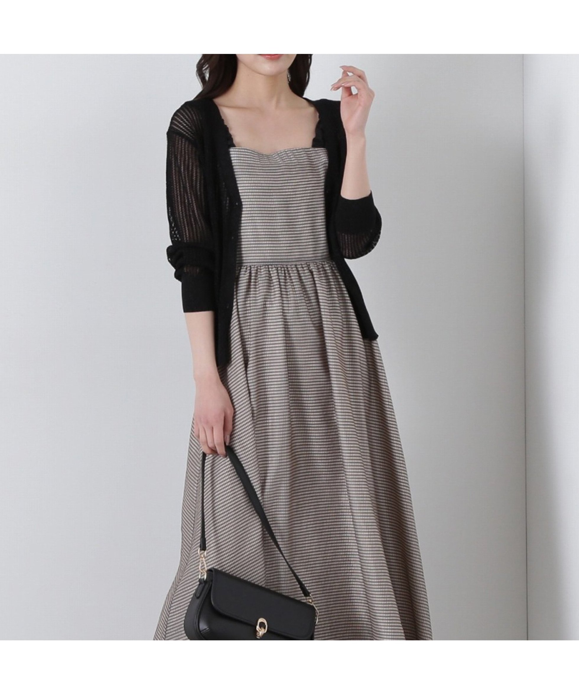 【プロポーション ボディドレッシング/PROPORTION BODY DRESSING】の透かし編みミドルカーディガン インテリア・キッズ・メンズ・レディースファッション・服の通販 founy(ファニー) 　ファッション　Fashion　レディースファッション　WOMEN　トップス・カットソー　Tops/Tshirt　カーディガン　Cardigans　カーディガン　Cardigan　シンプル　Simple　ノースリーブ　No Sleeve　ミドル　Middle　夏　Summer　羽織　Haori　透かし　Watermark　ブラック|ID: prp329100004536457 ipo3291000000032432766