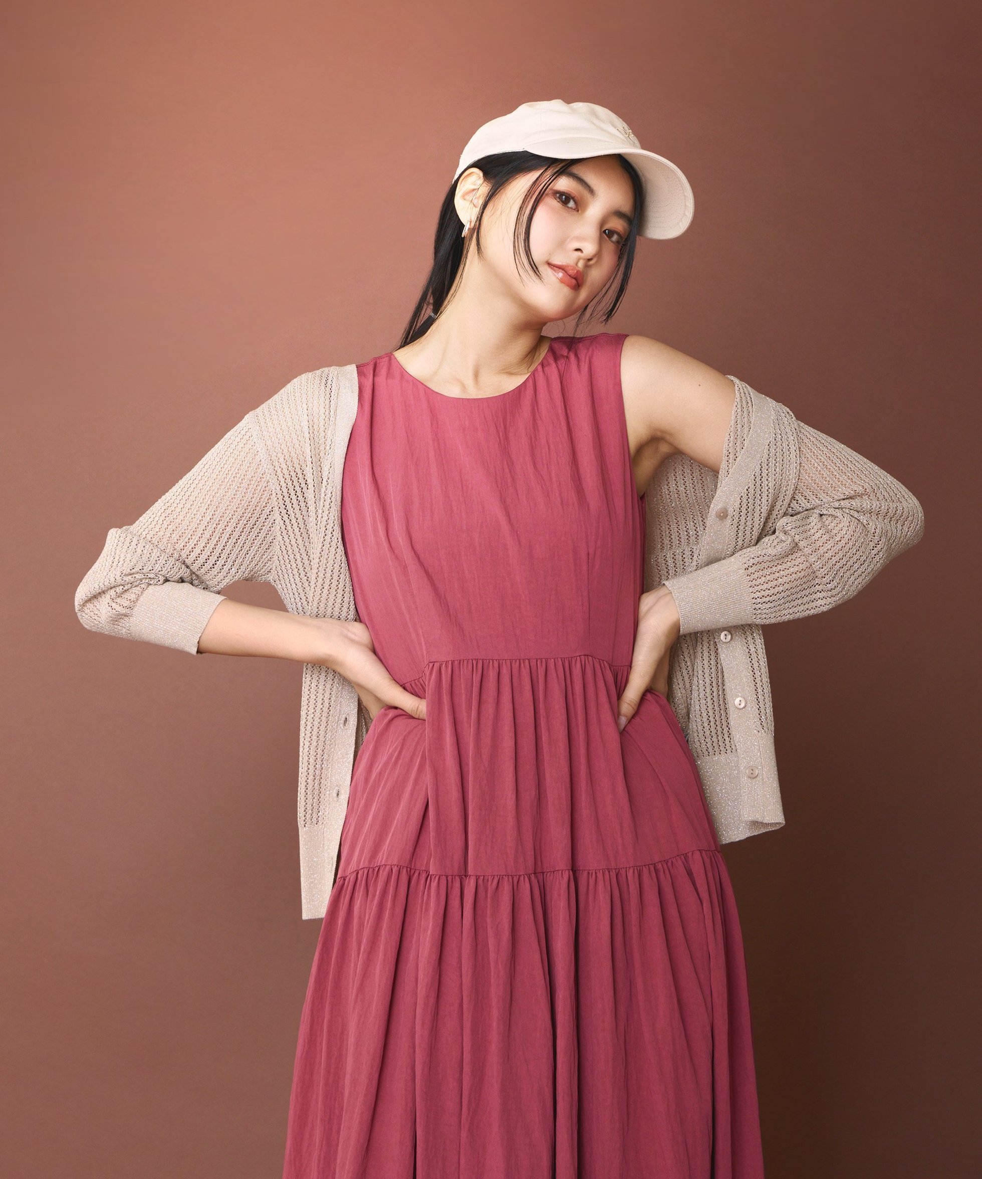 【プロポーション ボディドレッシング/PROPORTION BODY DRESSING】の透かし編みミドルカーディガン インテリア・キッズ・メンズ・レディースファッション・服の通販 founy(ファニー) 　ファッション　Fashion　レディースファッション　Fashion for Women　トップス・カットソー　Cut & Sew Tops　カーディガン・羽織り　Layered Style Cardigans　カーディガン　Cardigan, Knitwear　シンプル　Simple, Minimal　ノースリーブ　Sleeveless, No-Sleeve　ミドル　Middle Length, Mid Height　夏　Summer　羽織　Haori, Light Jacket　透かし　Cut-Out, Lacework　ベージュ|ID: prp329100004536457 ipo3291000000033066676